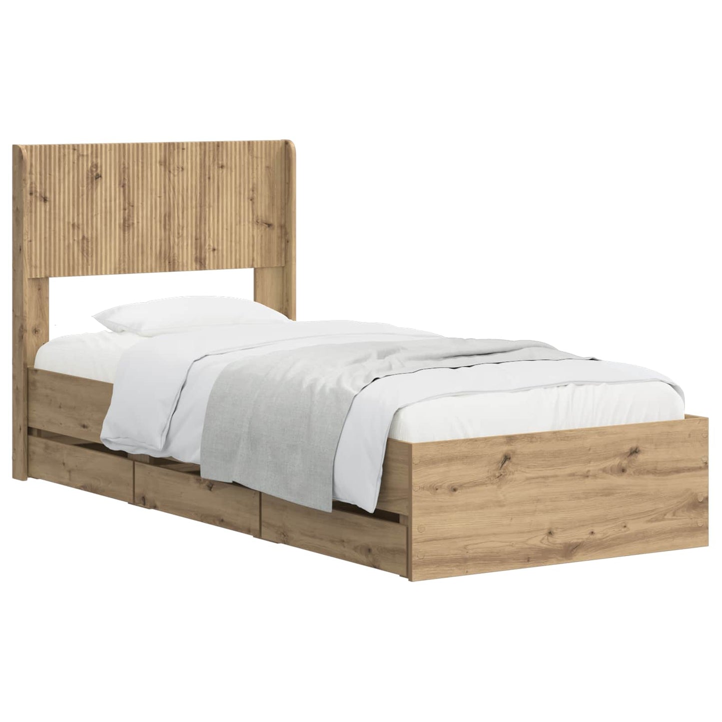 Sengestel med opbevaring og hovedgærde Artisan Oak 90 x 200 cm