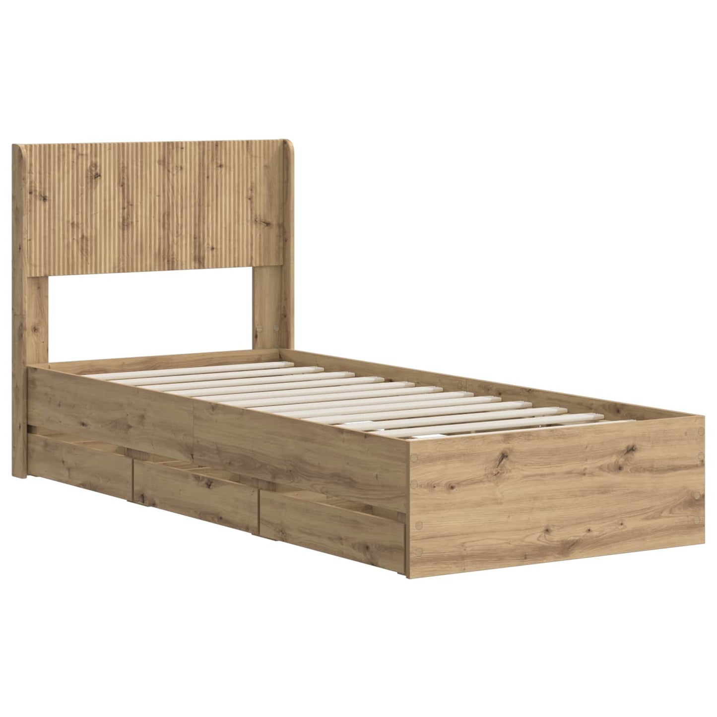 Sengestel med opbevaring og hovedgærde Artisan Oak 90 x 200 cm