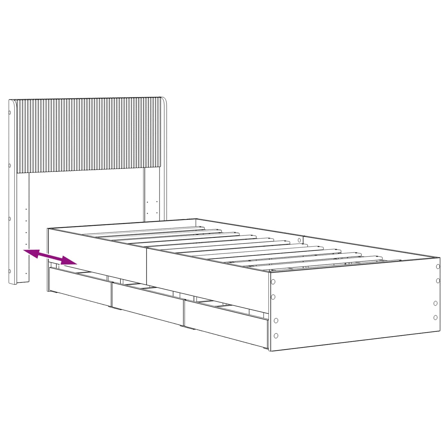 Sengestel med opbevaring og hovedgærde Artisan Oak 90 x 200 cm