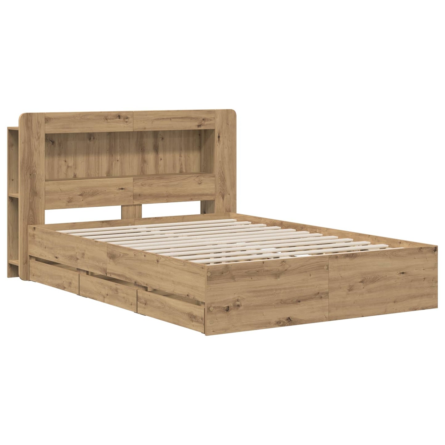 Sengestel med opbevaring og hovedgærde Artisan-eg 140 x 190 cm