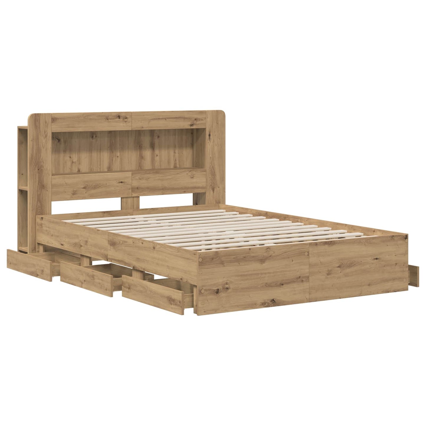 Sengestel med opbevaring og hovedgærde Artisan-eg 140 x 190 cm