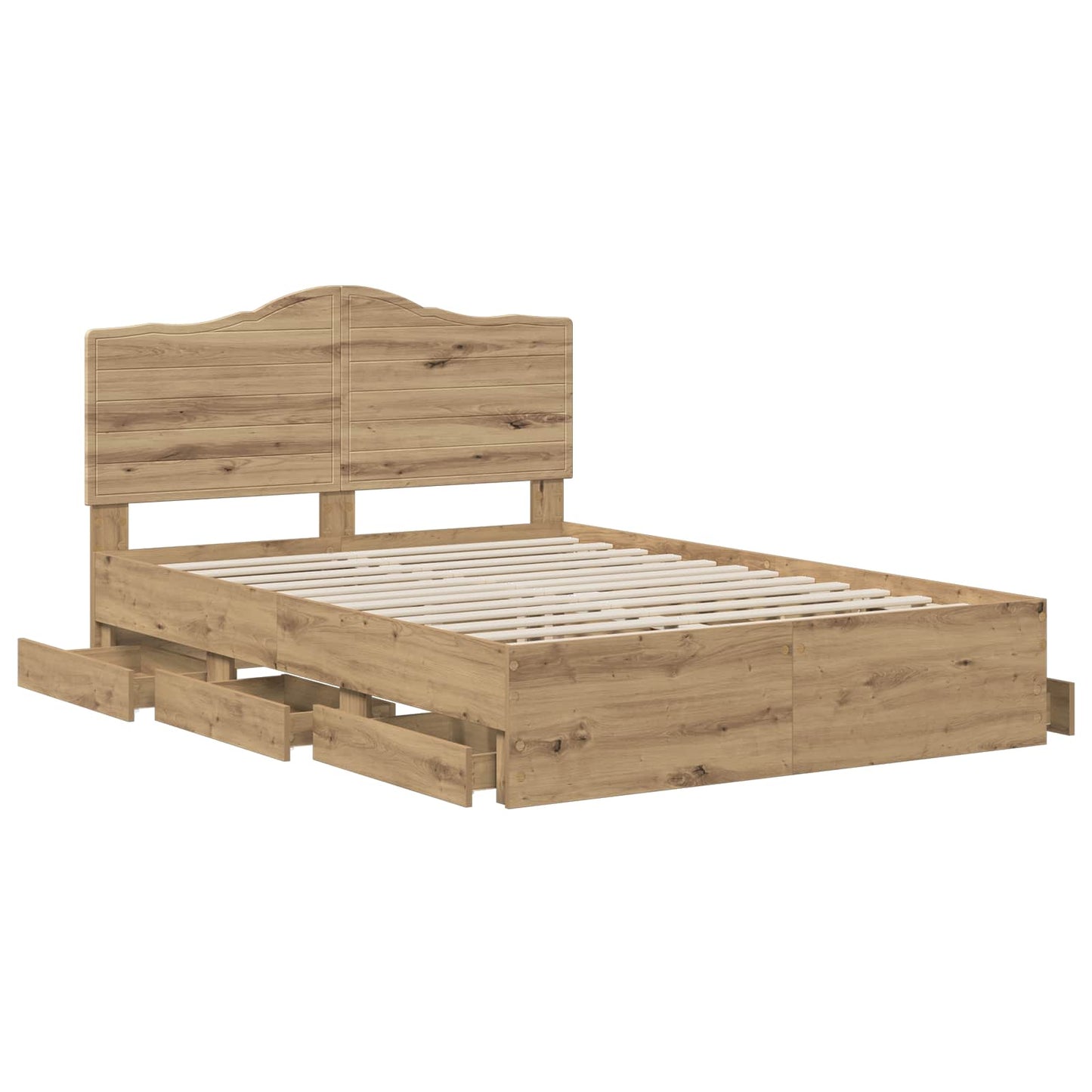 Bed Frame with Storage and Headboard Artisan Oak 140 x 190 cm