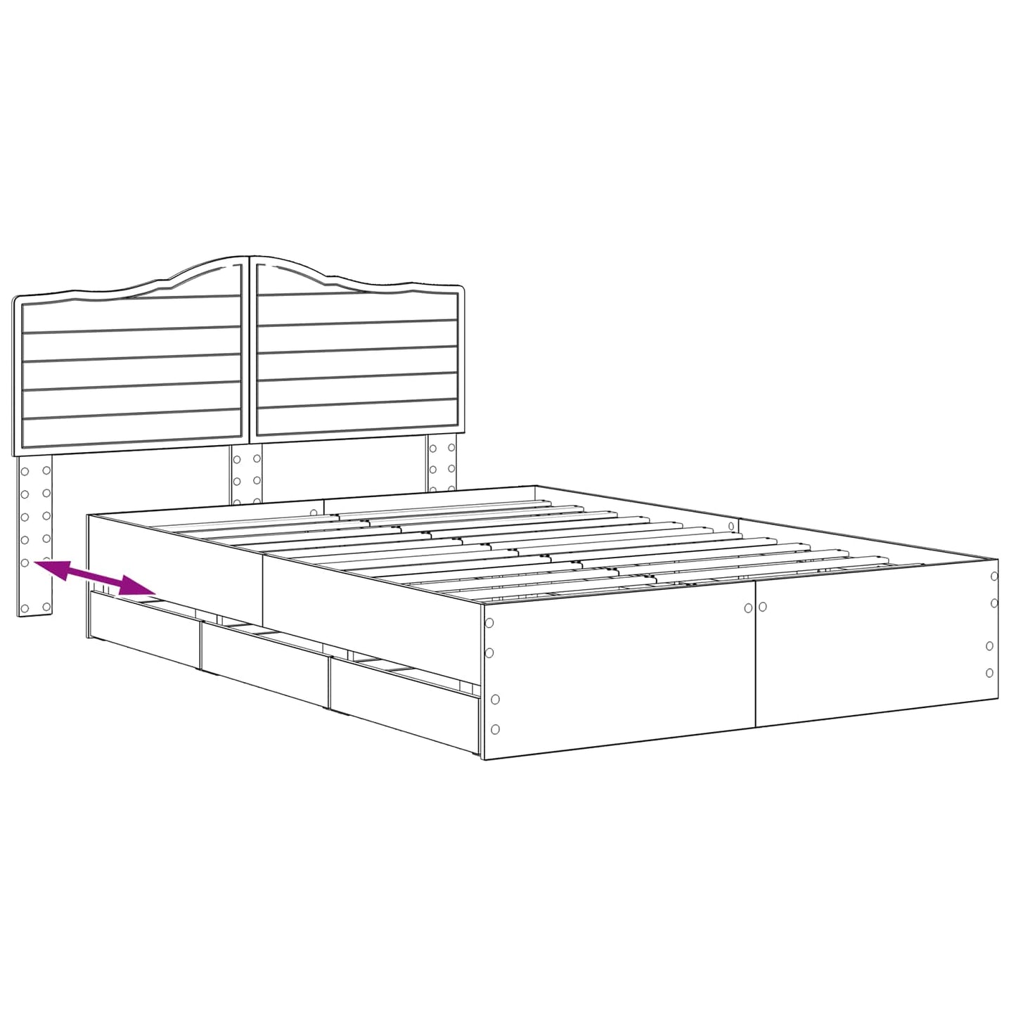 Bed Frame with Storage and Headboard Artisan Oak 140 x 190 cm