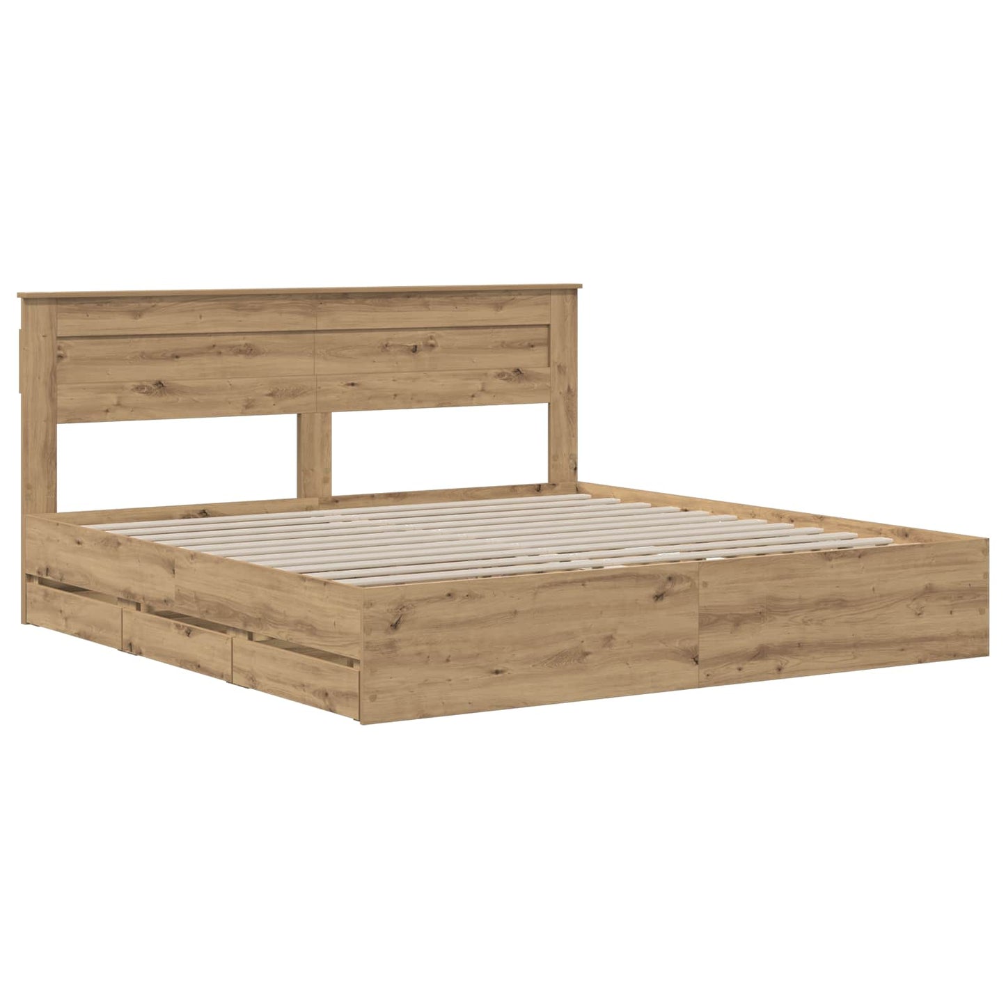 Bed Frame with Storage and Headboard Artisan Oak 180 x 200 cm
