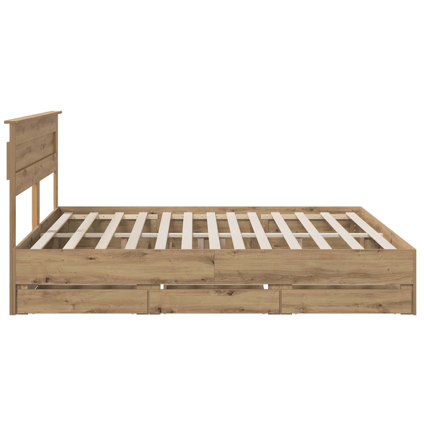 Bed Frame with Storage and Headboard Artisan Oak 180 x 200 cm