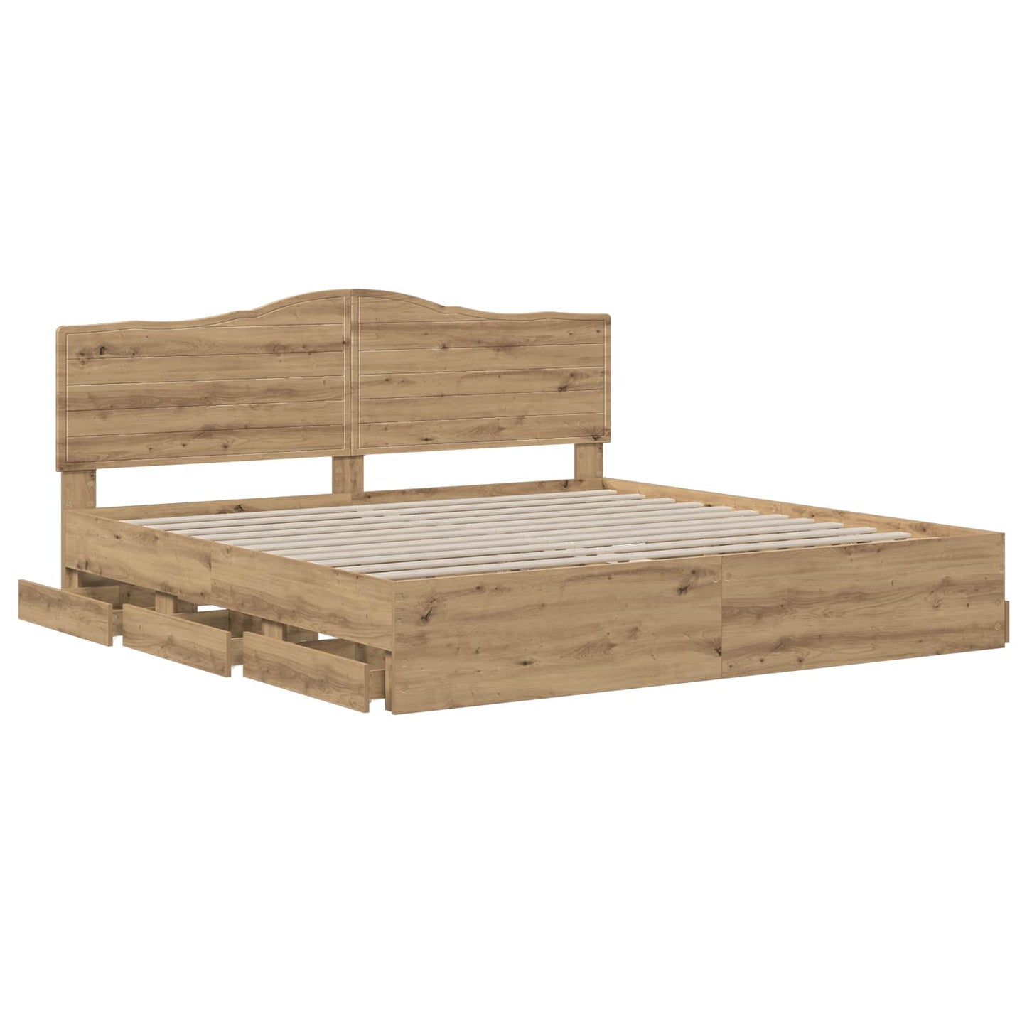 Bed Frame with Storage and Headboard Artisan Oak 180 x 200 cm