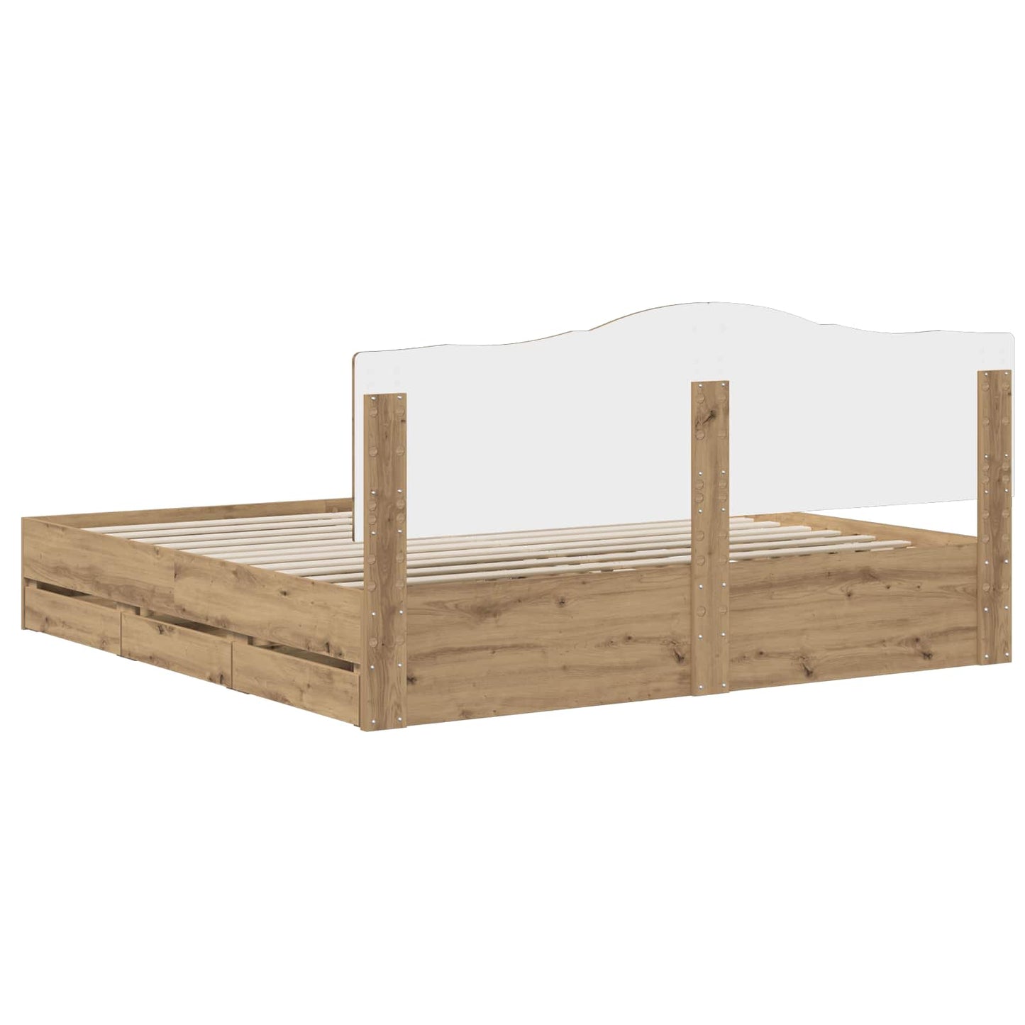 Bed Frame with Storage and Headboard Artisan Oak 180 x 200 cm