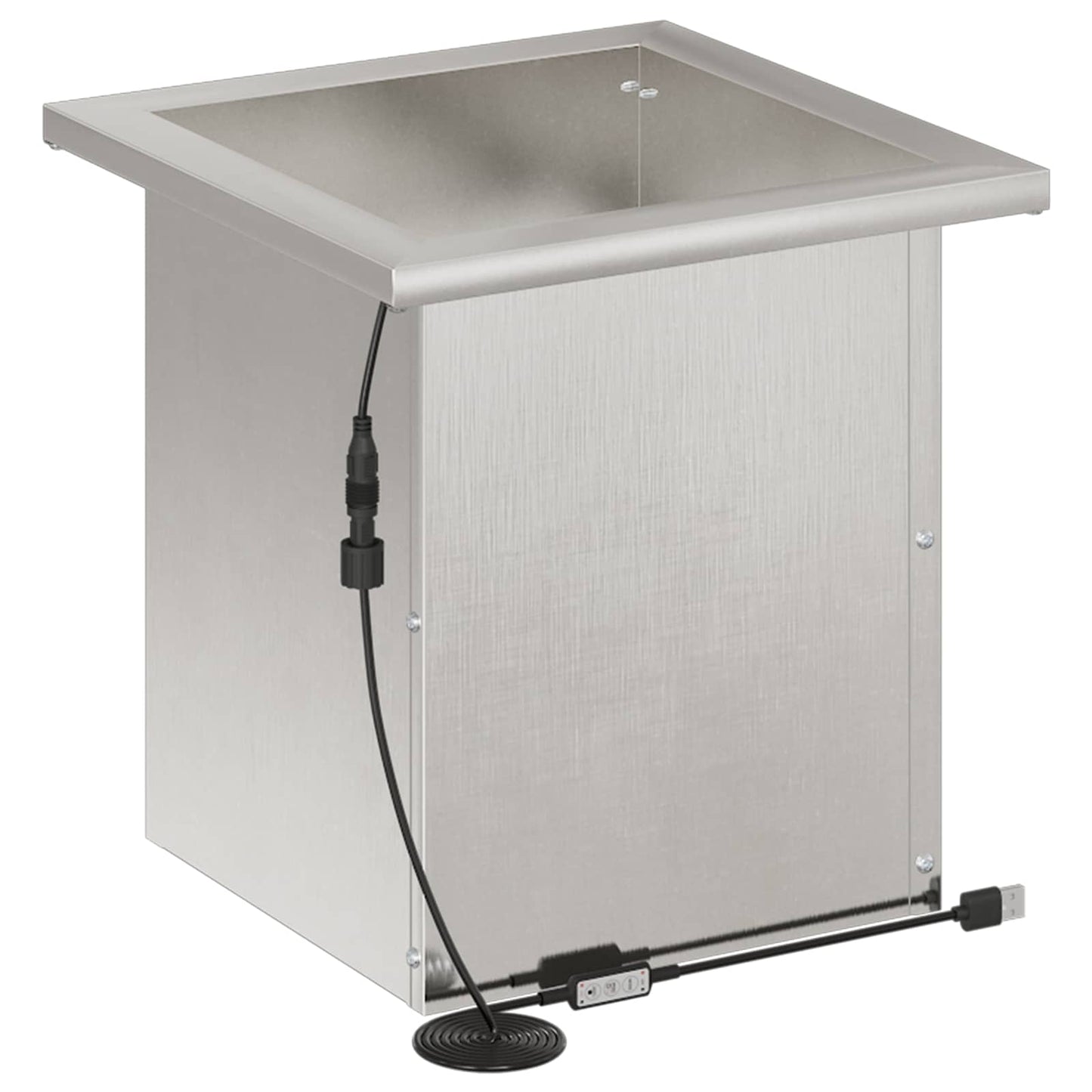 Plantekasse med LED Sølv 30 x 30 x 30 cm Rustfrit stål