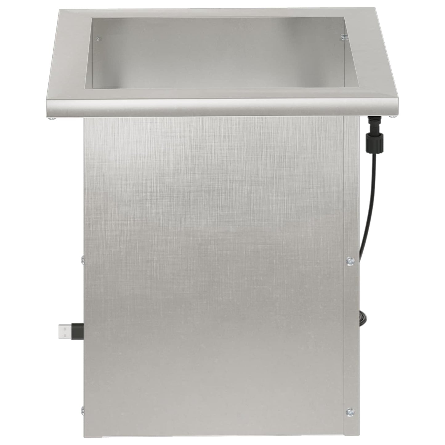 Plantekasse med LED Sølv 30 x 30 x 30 cm Rustfrit stål