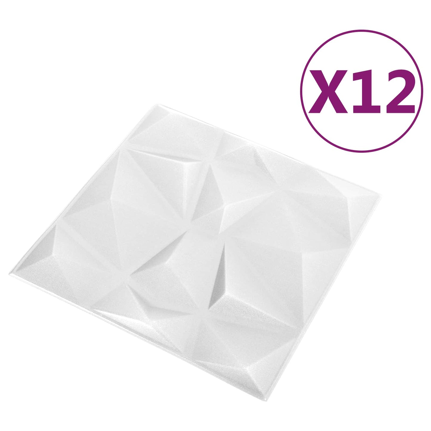 Vægpaneler 12 pcs Diamond Hvid 50 x 50 cm XPS Skum