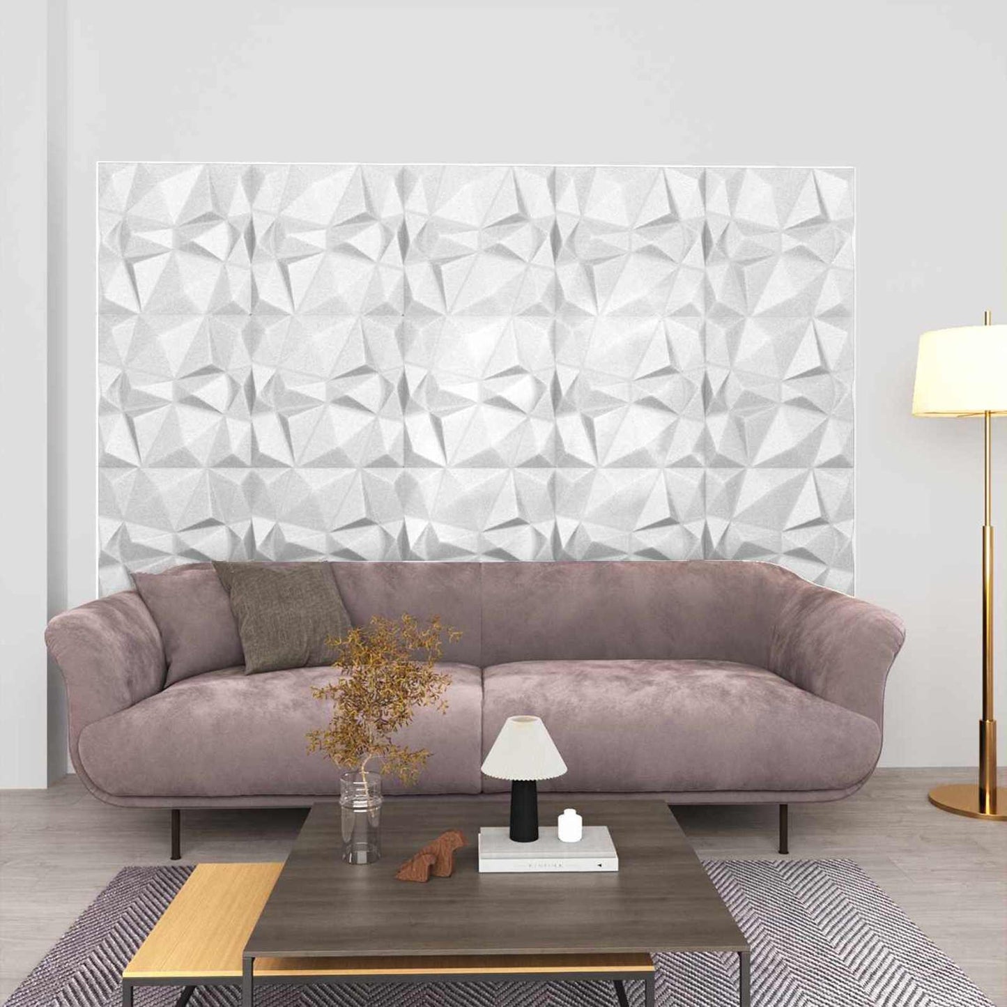 Vægpaneler 24 pcs Diamond Hvid 50 x 50 cm XPS Skum