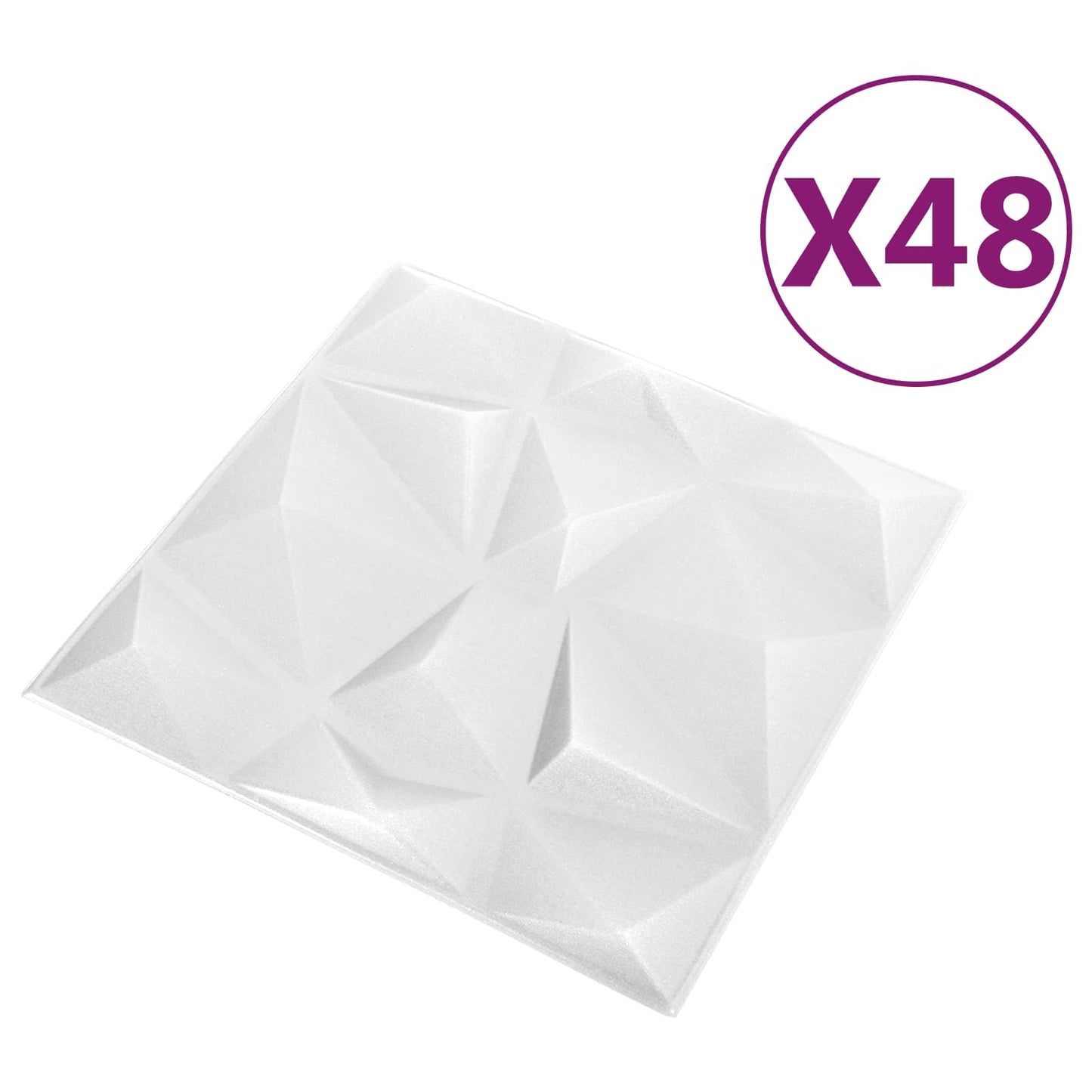 Vægpaneler 48 pcs Diamond Hvid 50 x 50 cm XPS Skum