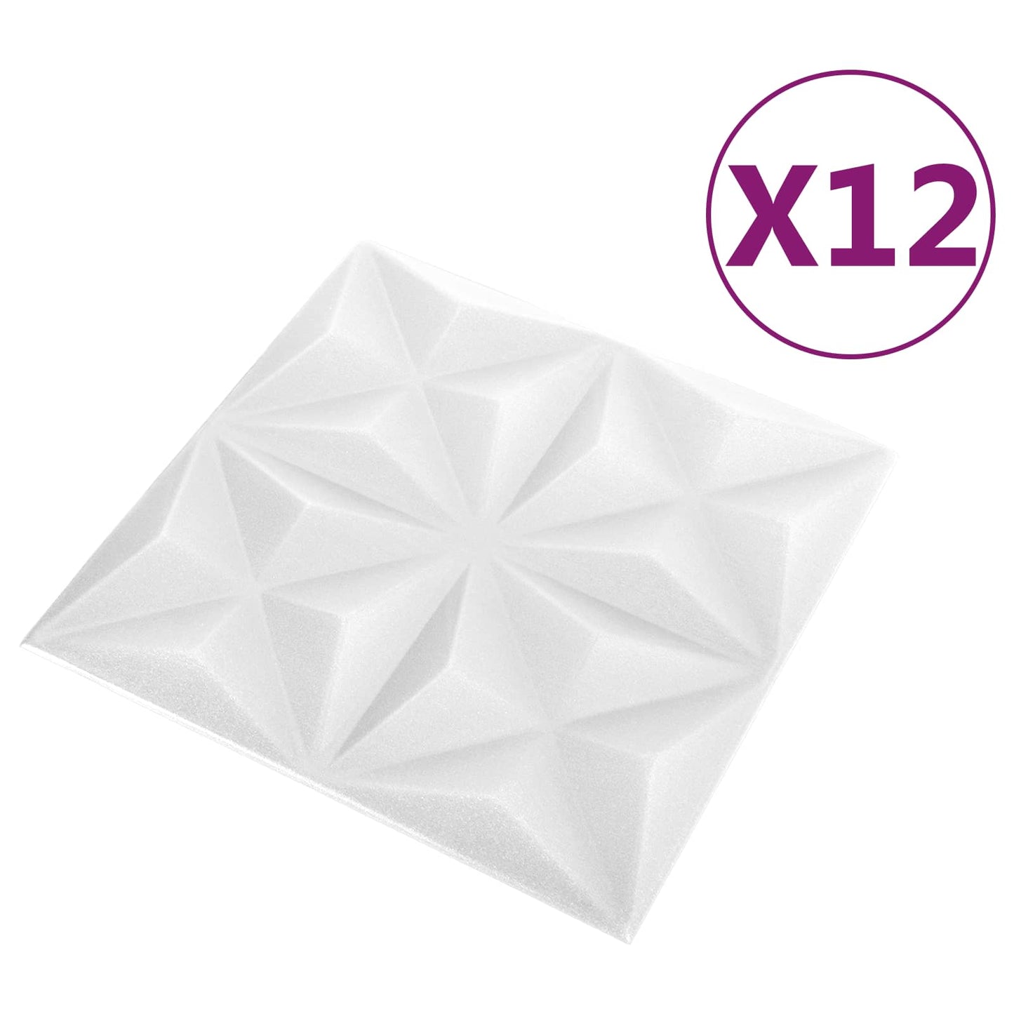 Vægpaneler 12 pcs Origami Hvid 50 x 50 cm XPS Skum