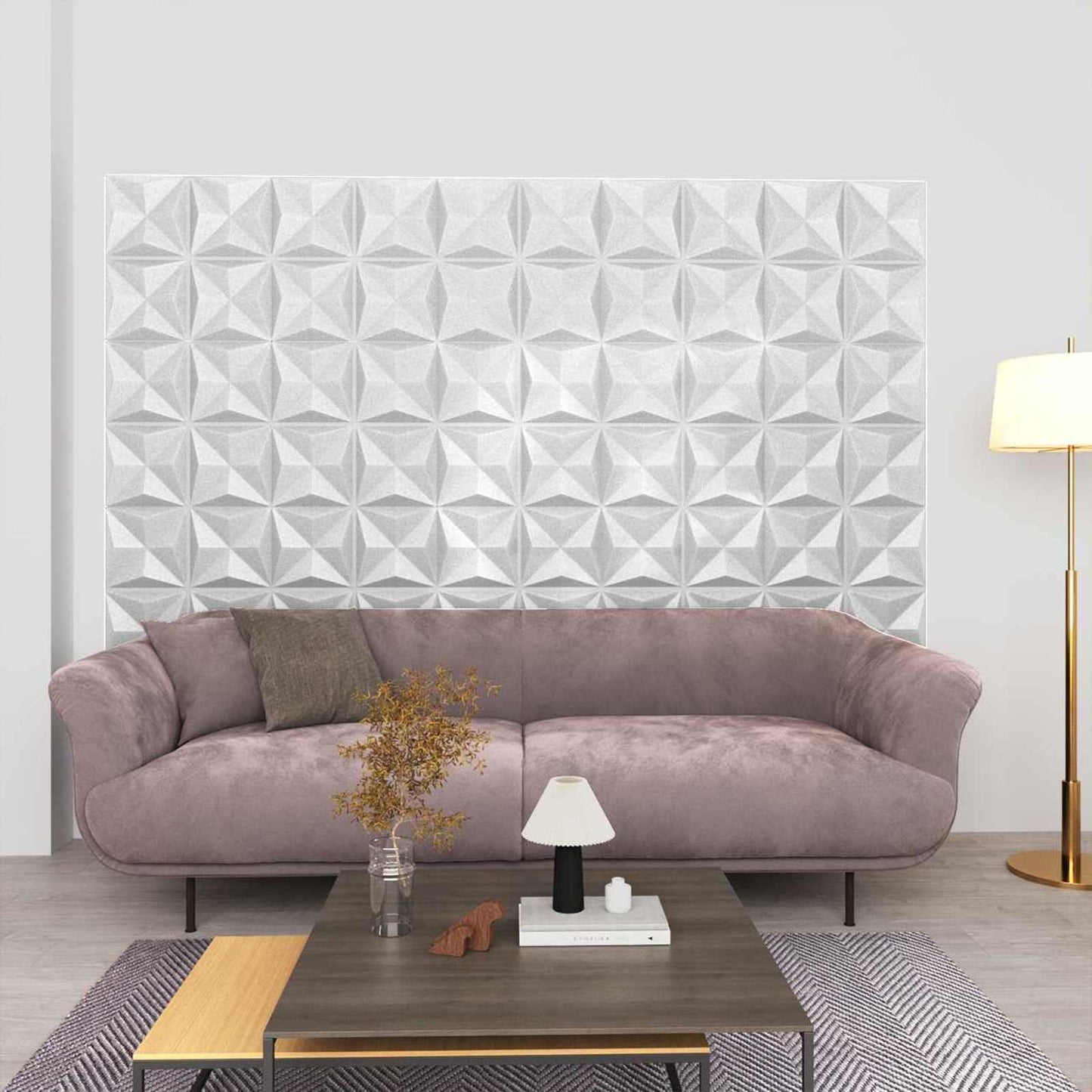Vægpaneler 24 pcs Origami Hvid 50 x 50 cm XPS Skum