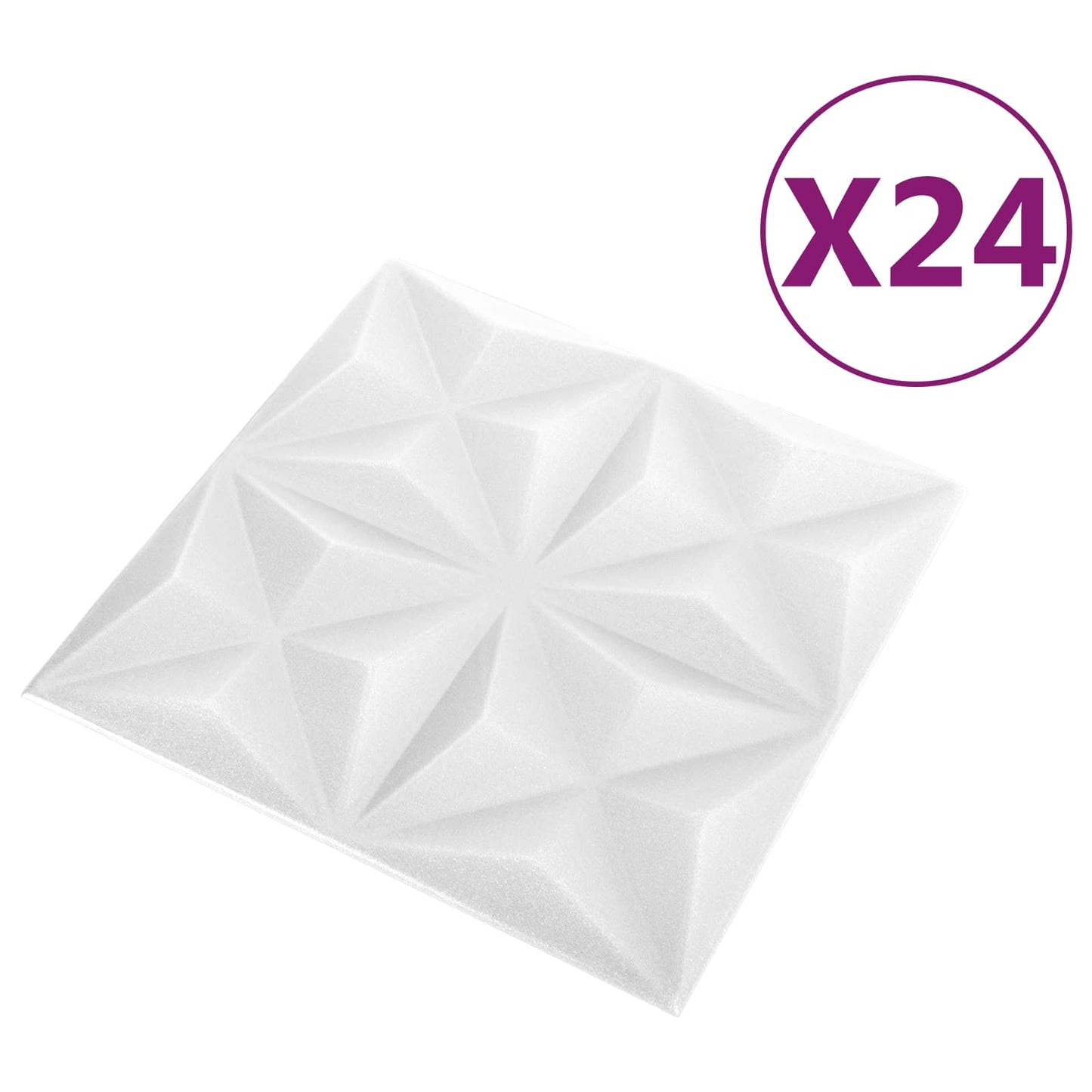 Vægpaneler 24 pcs Origami Hvid 50 x 50 cm XPS Skum