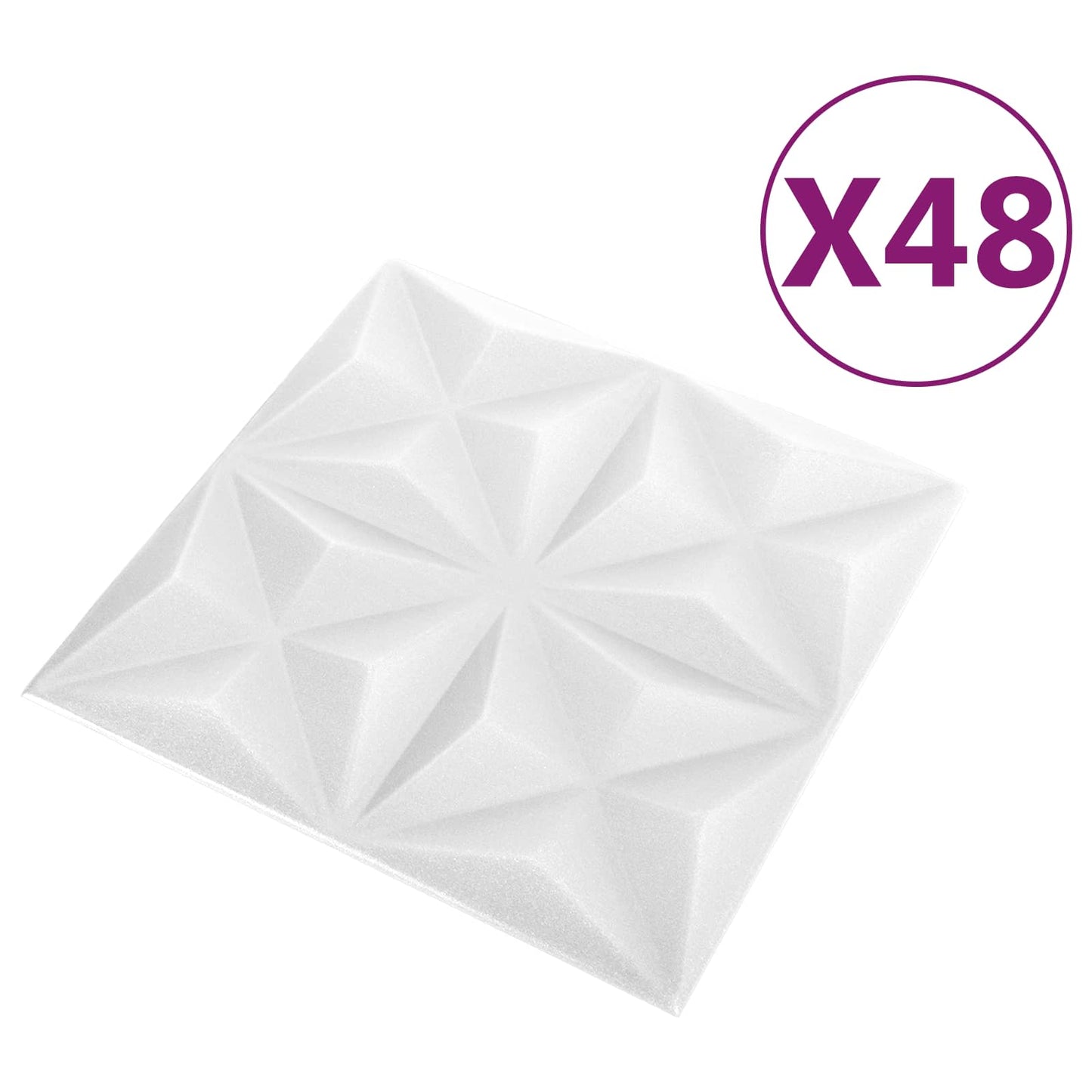 Vægpaneler 48 pcs Origami Hvid 50 x 50 cm XPS Skum