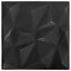 Vægpaneler 24 pcs Diamond Sort 50 x 50 cm XPS Skum