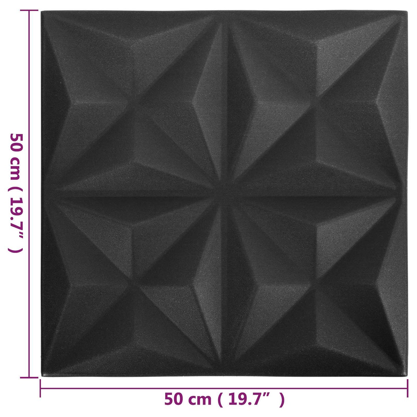 Vægpaneler 24 pcs Origami Sort 50 x 50 cm XPS Skum