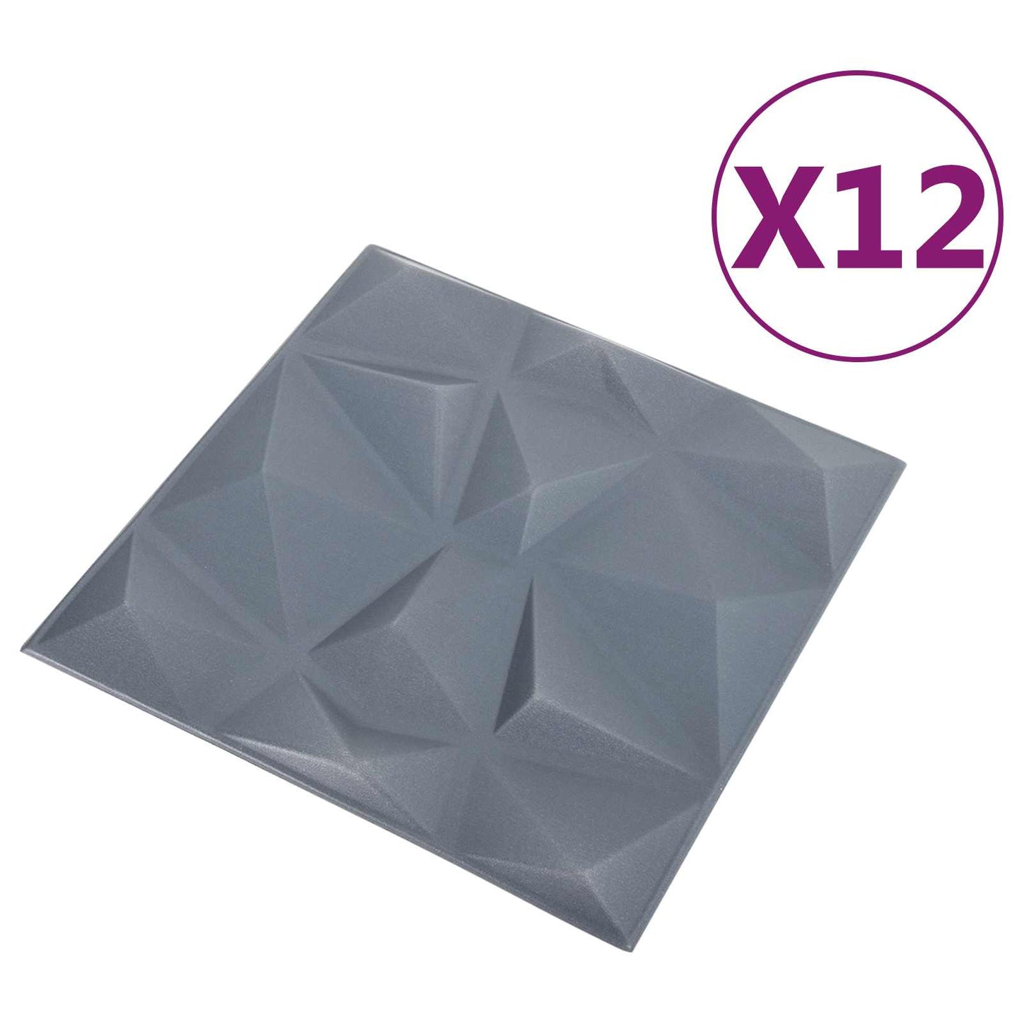 Vægpaneler 12 pcs Diamond Grå 50 x 50 cm XPS Skum