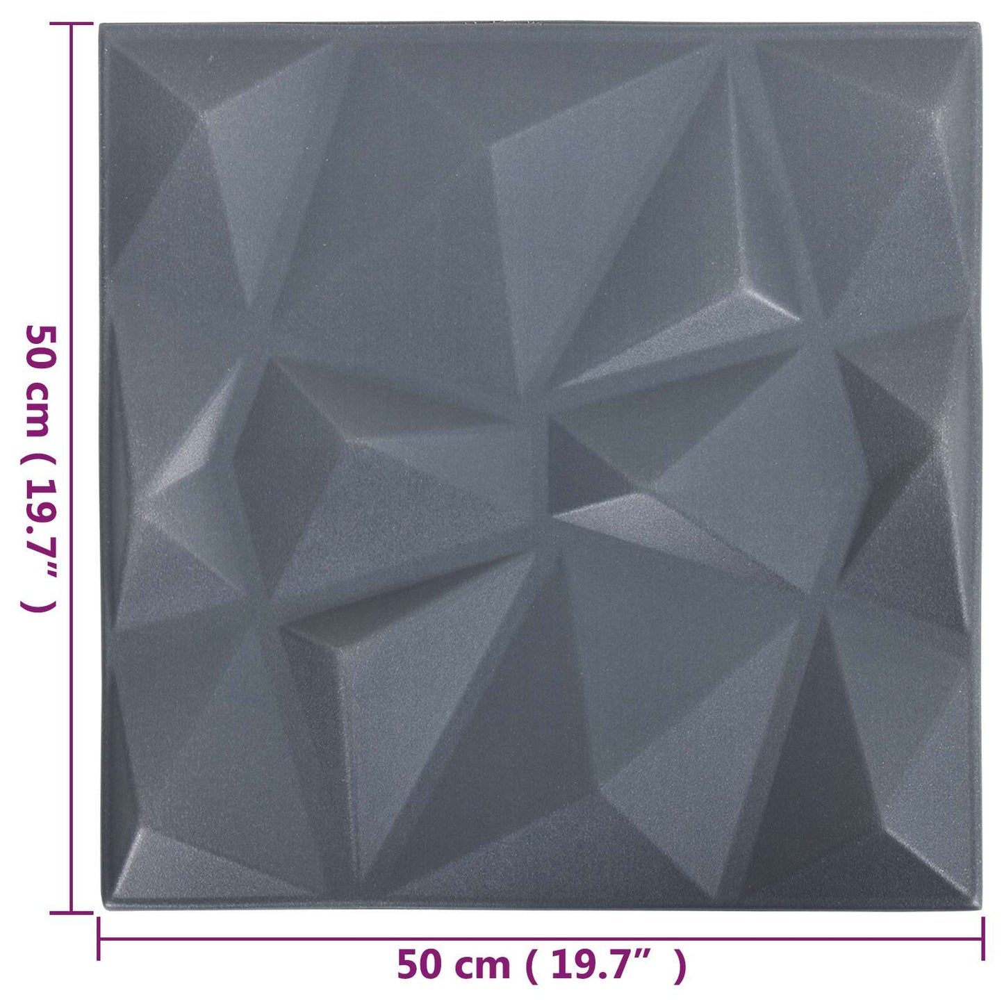 Vægpaneler 24 pcs Diamond Grå 50 x 50 cm XPS Skum
