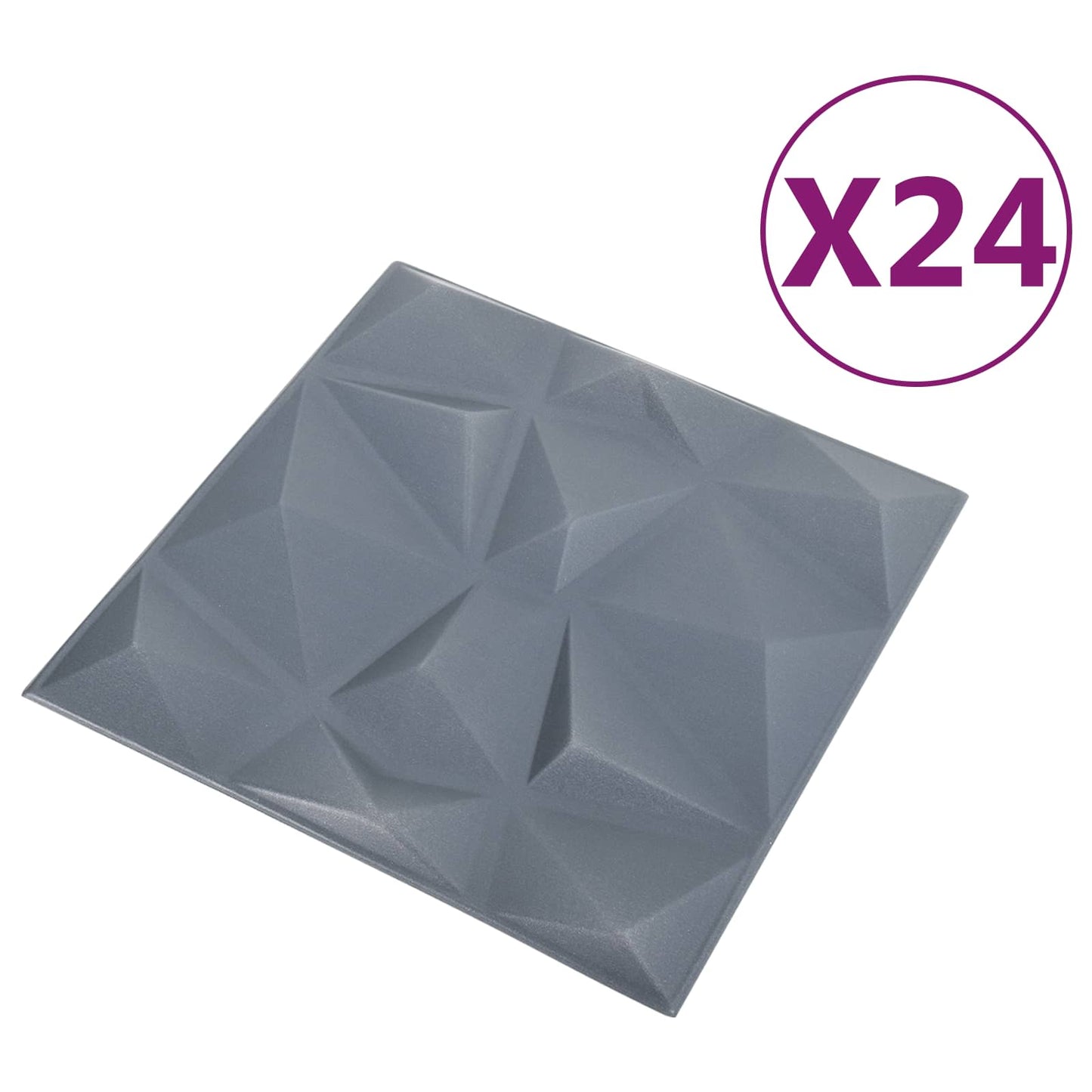 Vægpaneler 24 pcs Diamond Grå 50 x 50 cm XPS Skum