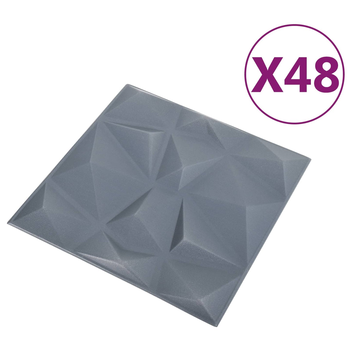 Vægpaneler 48 pcs Diamond Grå 50 x 50 cm XPS Skum