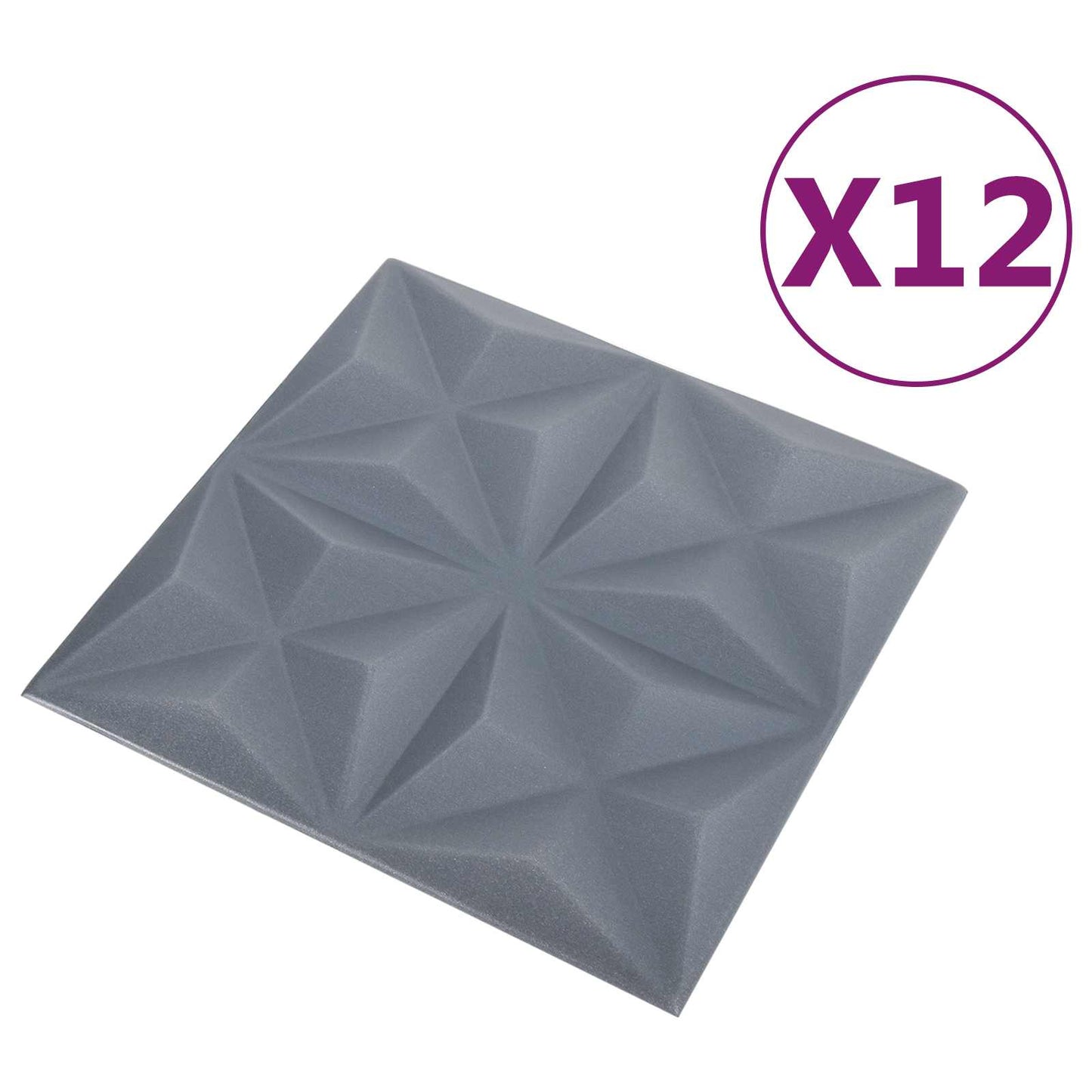 Vægpaneler 12 pcs Origami Grå 50 x 50 cm XPS Skum