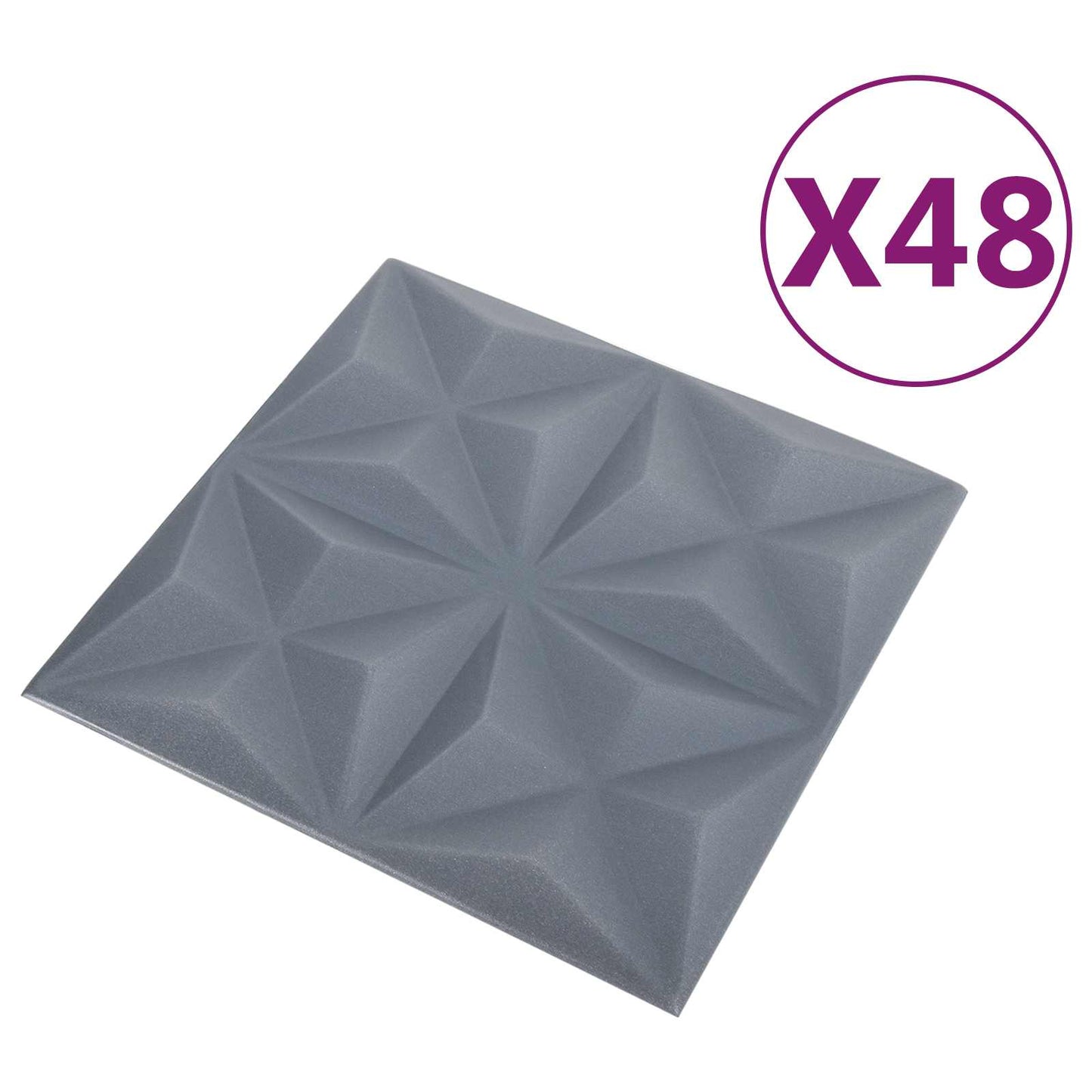 Vægpaneler 48 pcs Origami Grå 50 x 50 cm XPS Skum