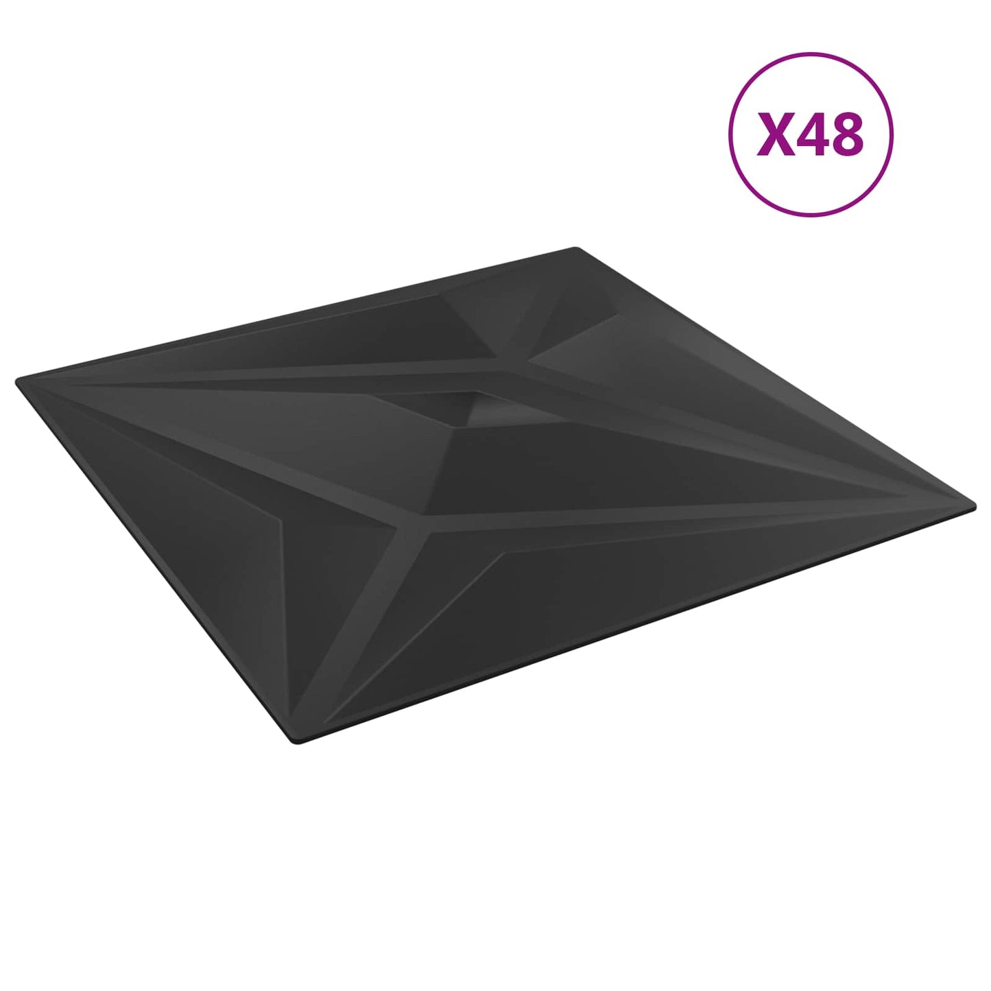 Vægpaneler Stjerne 48 pcs Sort Star 50 x 50 cm XPS Skum