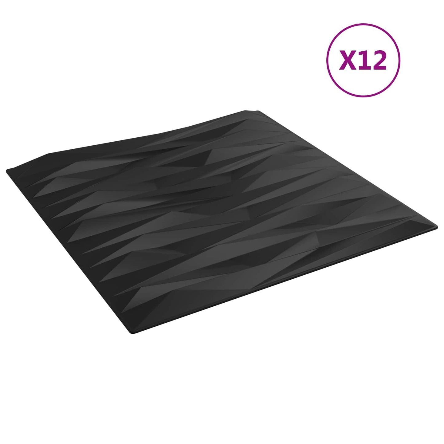 Vægpaneler 12 pcs Sort Sten 50 x 50 cm XPS Skum