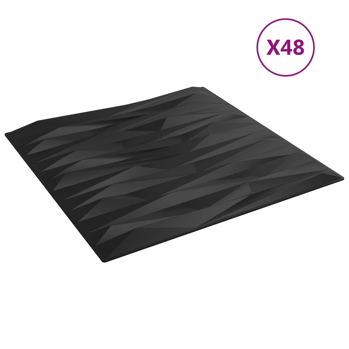 Vægpaneler 48 pcs Sort Sten 50 x 50 cm XPS Skum