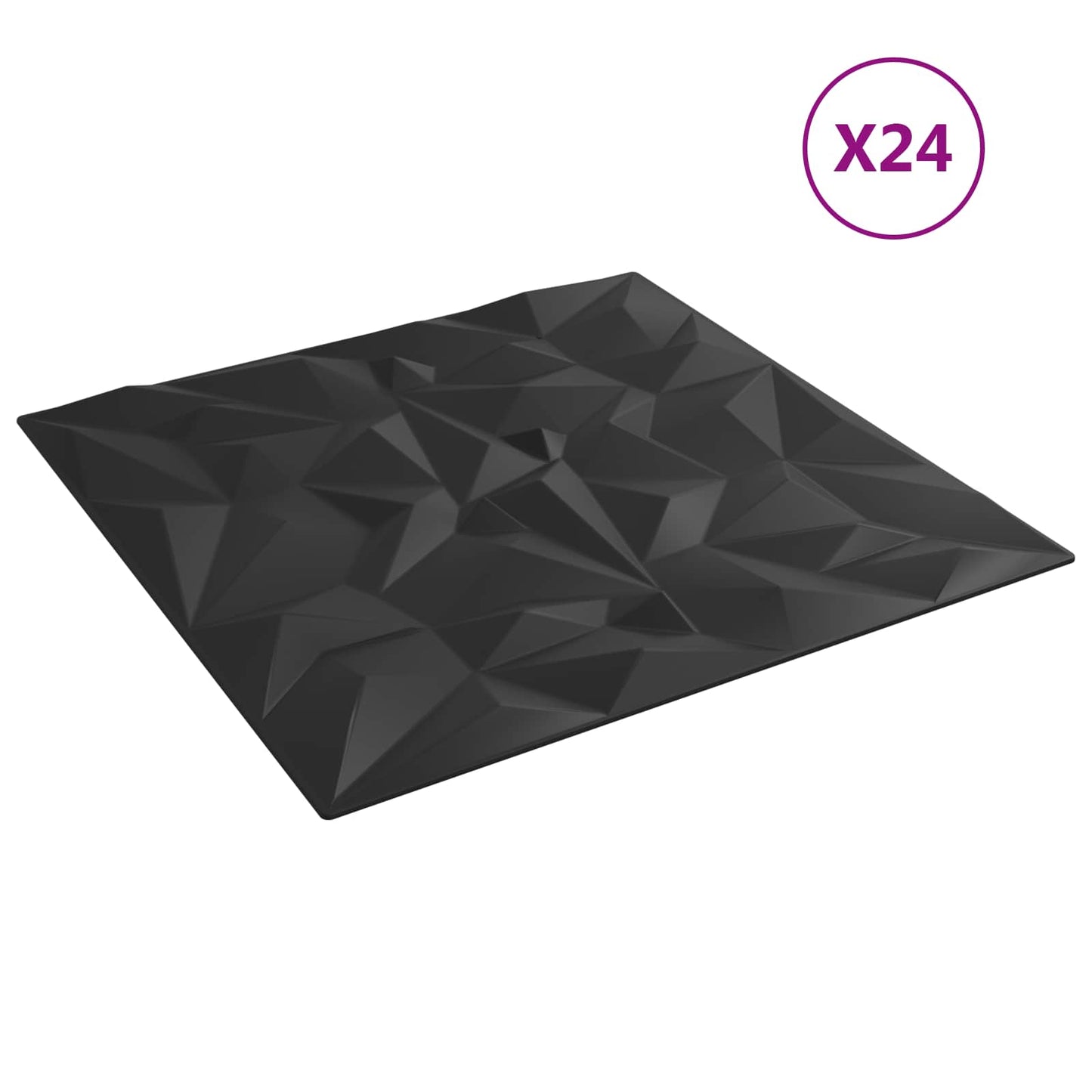 Vægpaneler 24 pcs Sort 50 x 50 cm XPS Skum