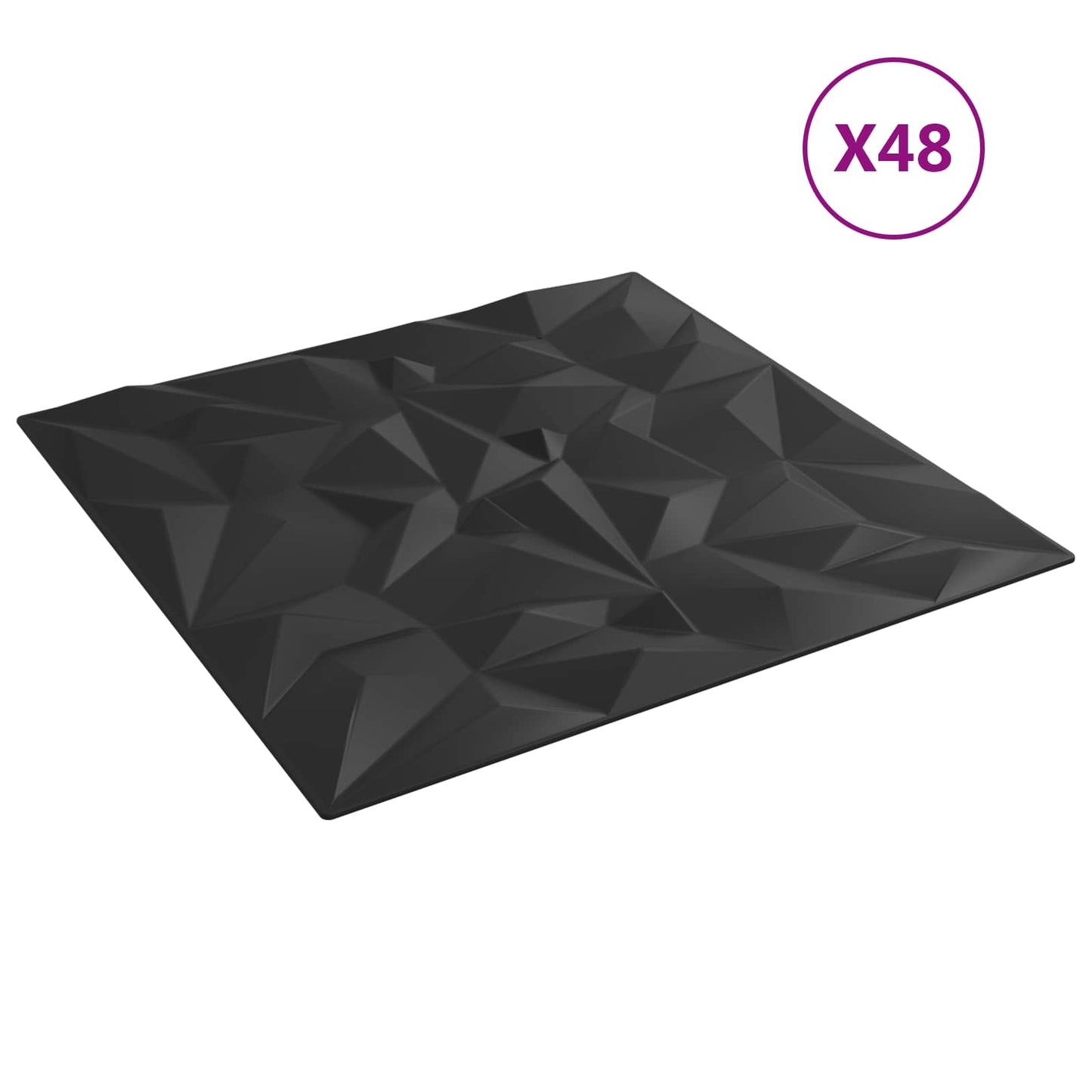 Vægpaneler 48 pcs Sort 50 x 50 cm XPS Skum