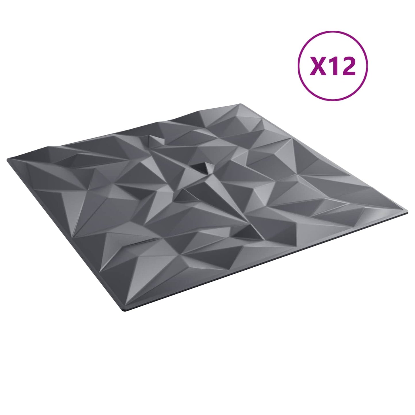 Vægpaneler 12 pcs Amethyst Grå 50 x 50 cm XPS Skum