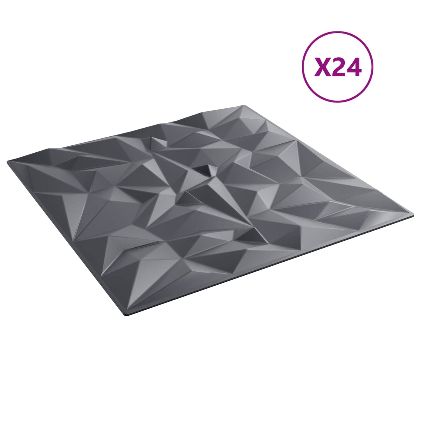 Vægpaneler 24 pcs Amethyst Grå 50 x 50 cm XPS Skum