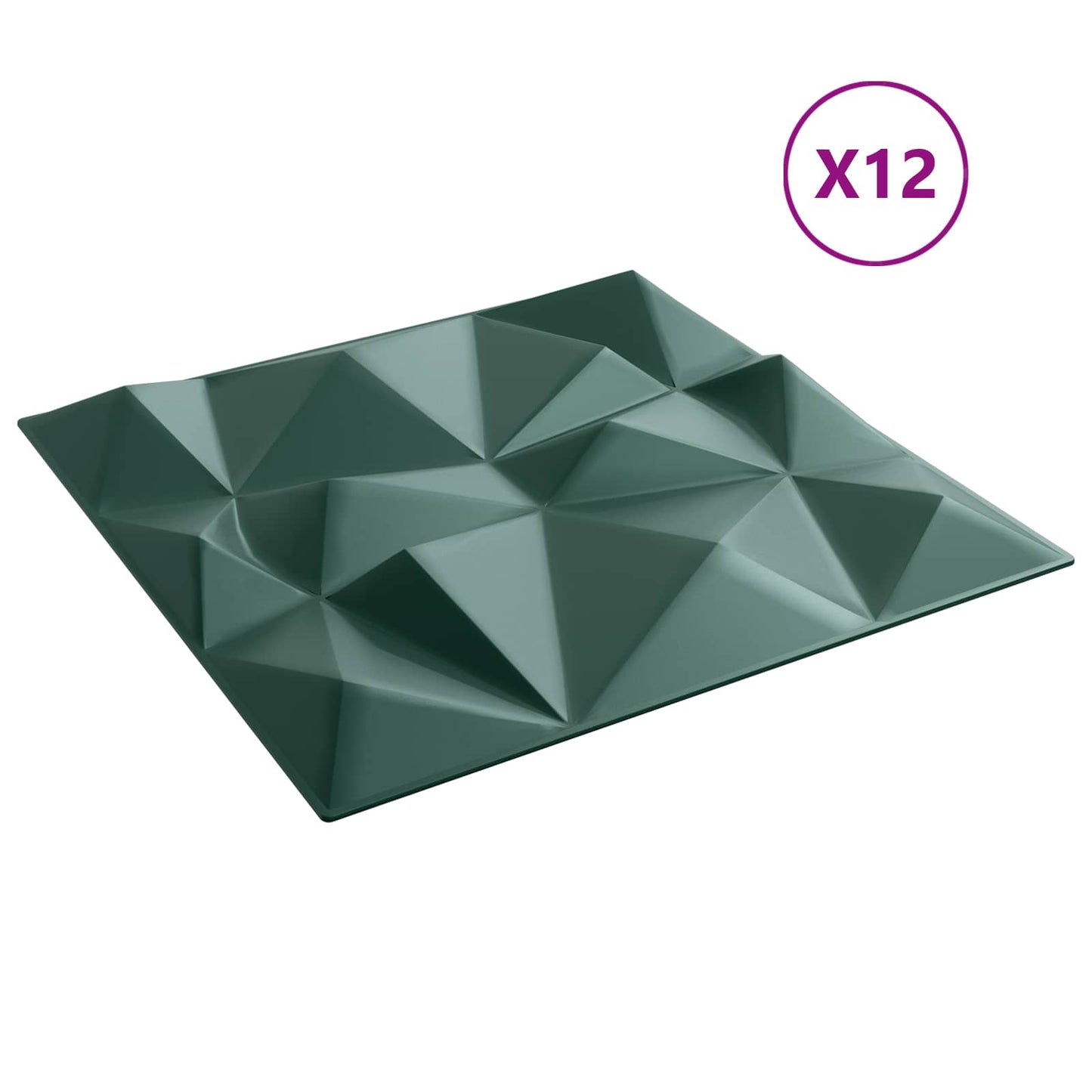 Vægpaneler 12 pcs Diamond Grøn 50 x 50 cm XPS Skum