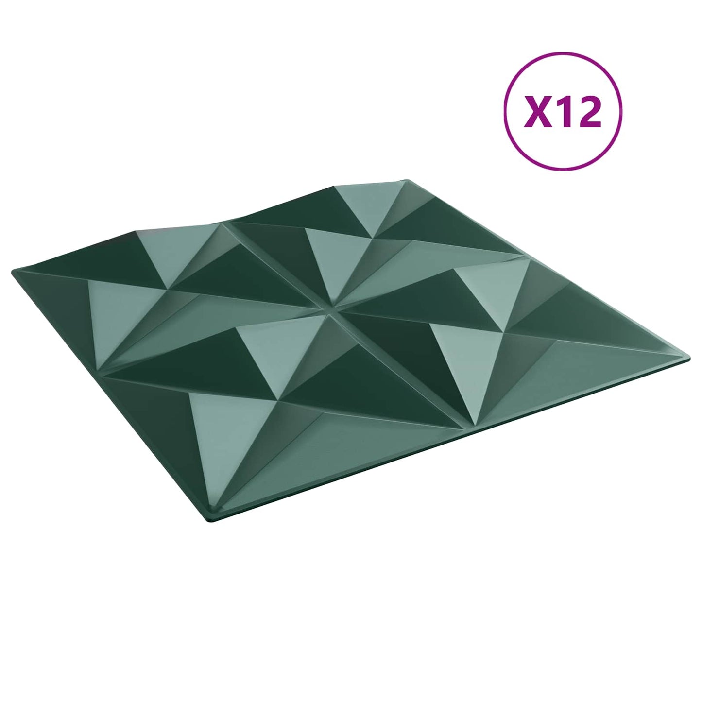 Vægpaneler 12 pcs Origami Grøn 50 x 50 cm XPS Skum