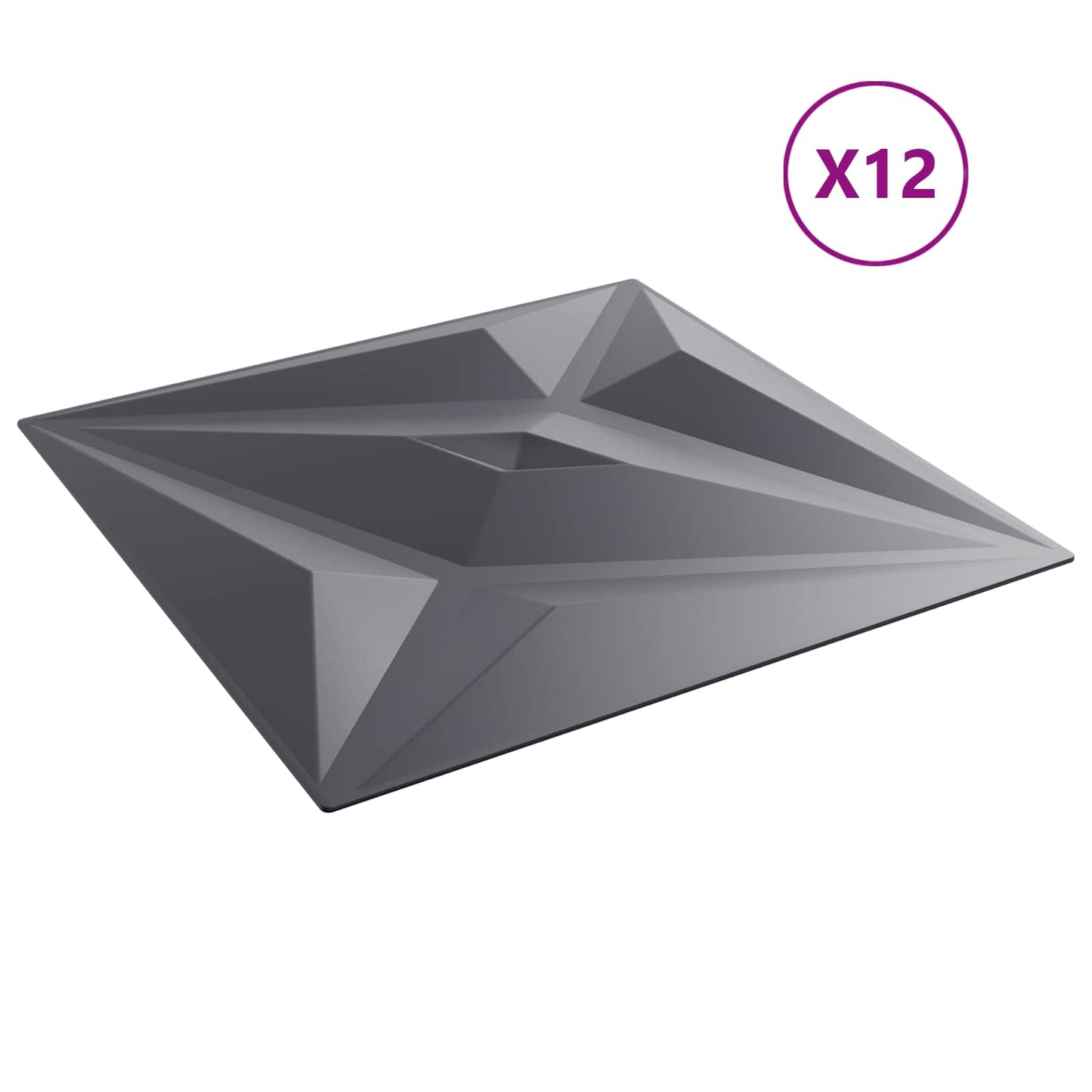 Vægpaneler Stjerne 12 pcs Star Grå 50 x 50 cm XPS Skum