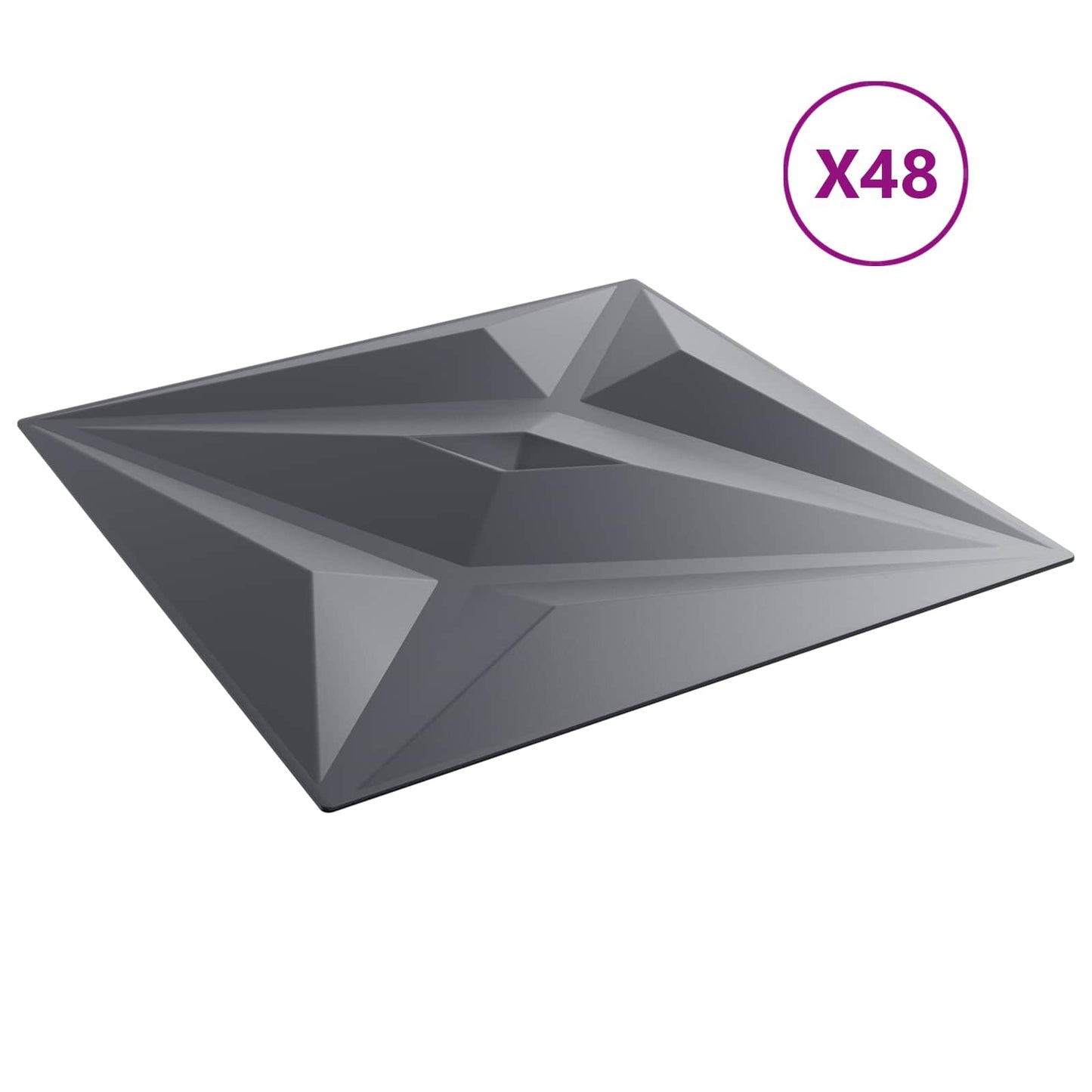 Vægpaneler Stjerne 48 pcs Star Grå 50 x 50 cm XPS Skum