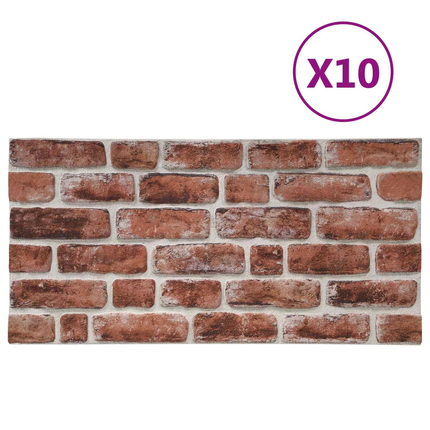 Vægpaneler 10 pcs Mørkebrun og Hvid 100 x 50 cm EPS Skum
