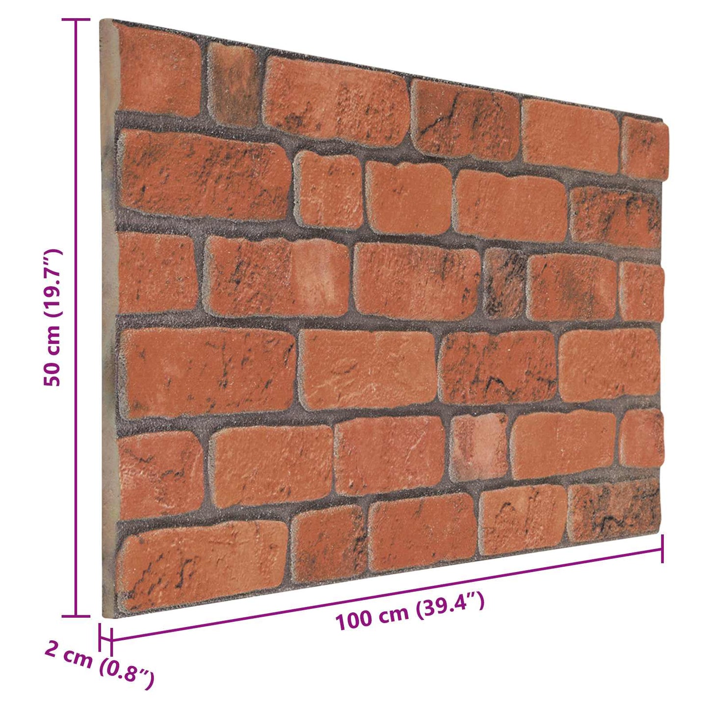 Vægpaneler 10 pcs Terrakotta 100 x 50 cm EPS Skum