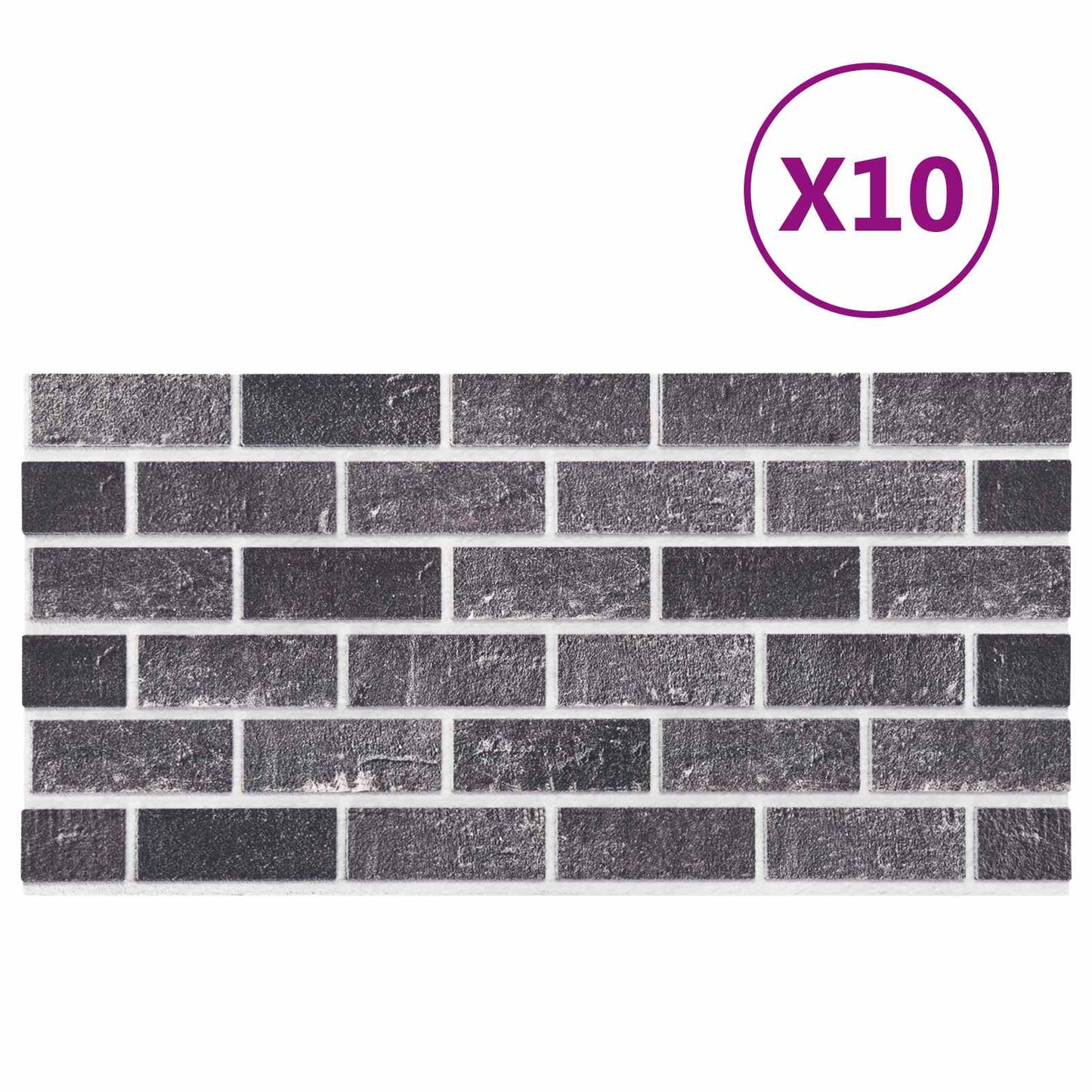 Vægpaneler 10 pcs Sort og grå 100 x 50 cm EPS Skum