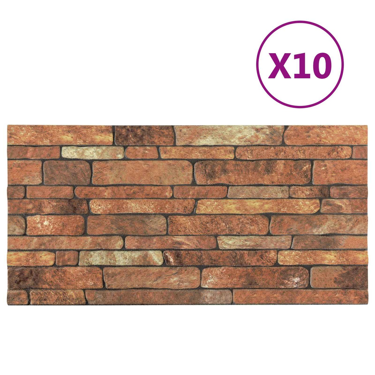 Vægpaneler 10 pcs Brun og hvid 100 x 50 cm EPS Skum