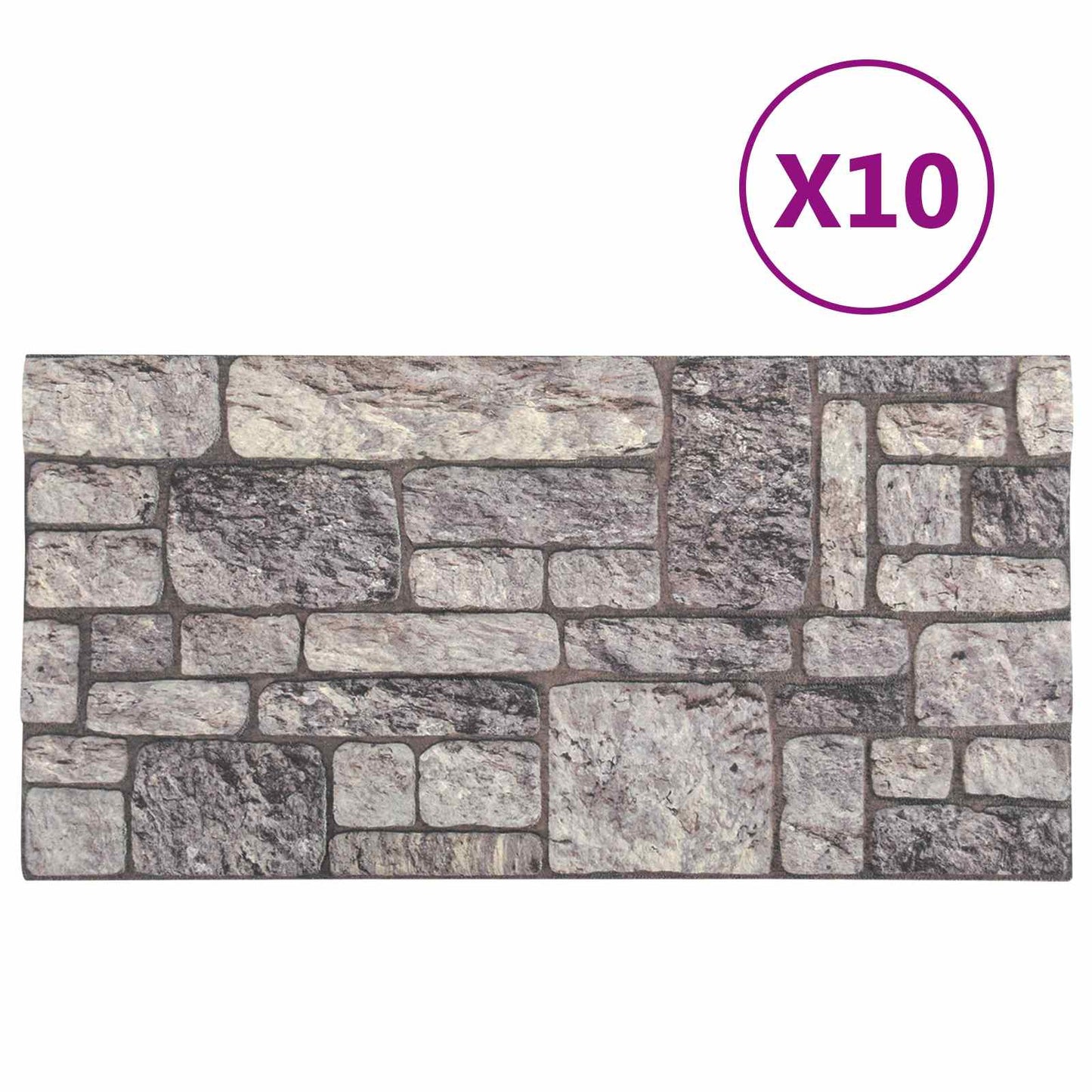 Vægpaneler 10 pcs Grå og Hvid 100 x 50 cm EPS Skum