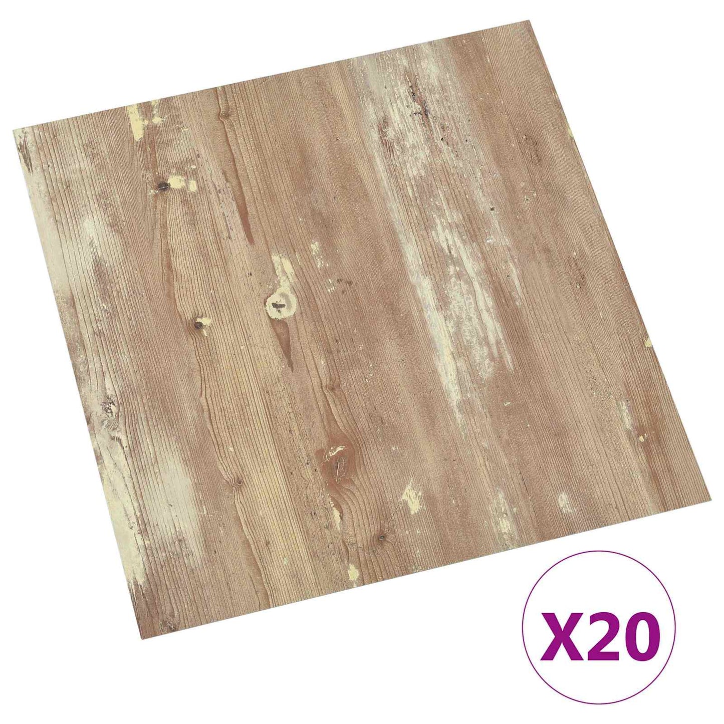 Selvklæbende Gulvplanker 30,5 x 30,5 cm 20 pcs PVC Brun og hvid