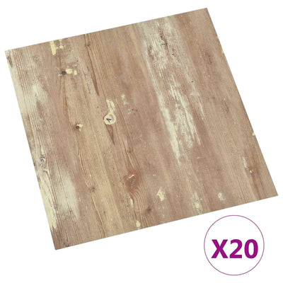 Selvklæbende Gulvplanker 30,5 x 30,5 cm 20 pcs PVC Brun og hvid