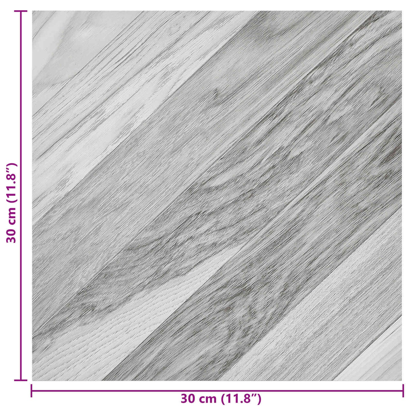 Selvklæbende Gulvplanker 30,5 x 30,5 cm 20 pcs PVC Grå Stribet