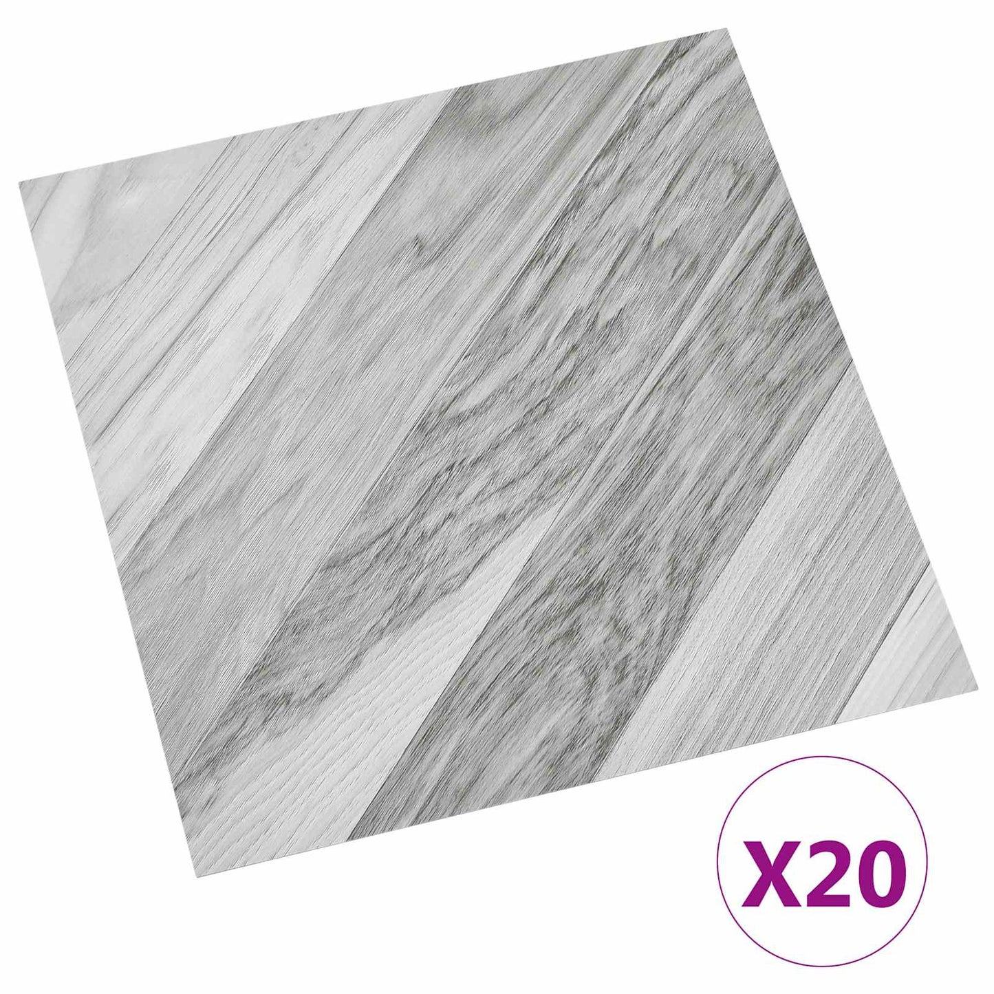 Selvklæbende Gulvplanker 30,5 x 30,5 cm 20 pcs PVC Grå Stribet