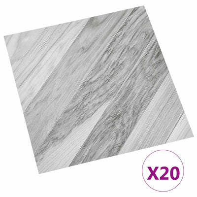 Selvklæbende Gulvplanker 30,5 x 30,5 cm 20 pcs PVC Grå Stribet