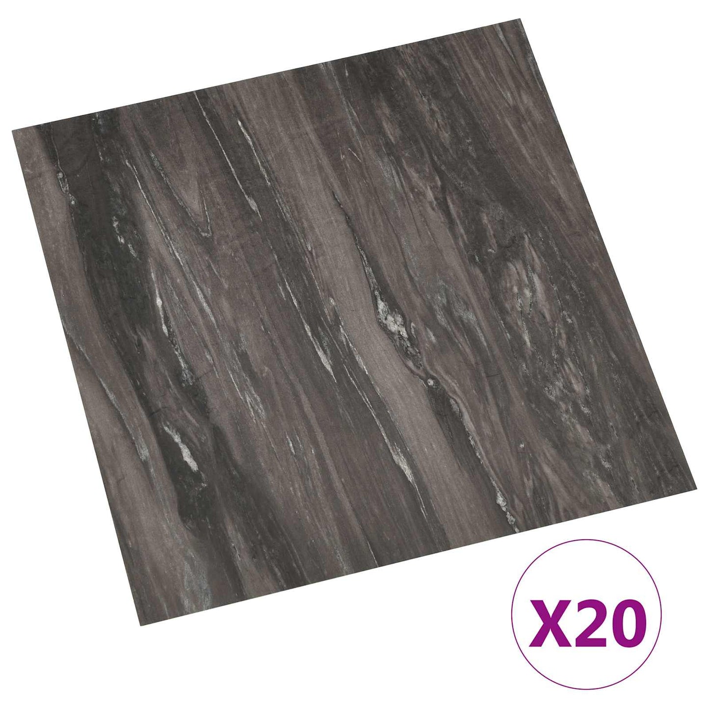 Selvklæbende Gulvplanker 30,5 x 30,5 cm 20 pcs PVC Mørkegrå
